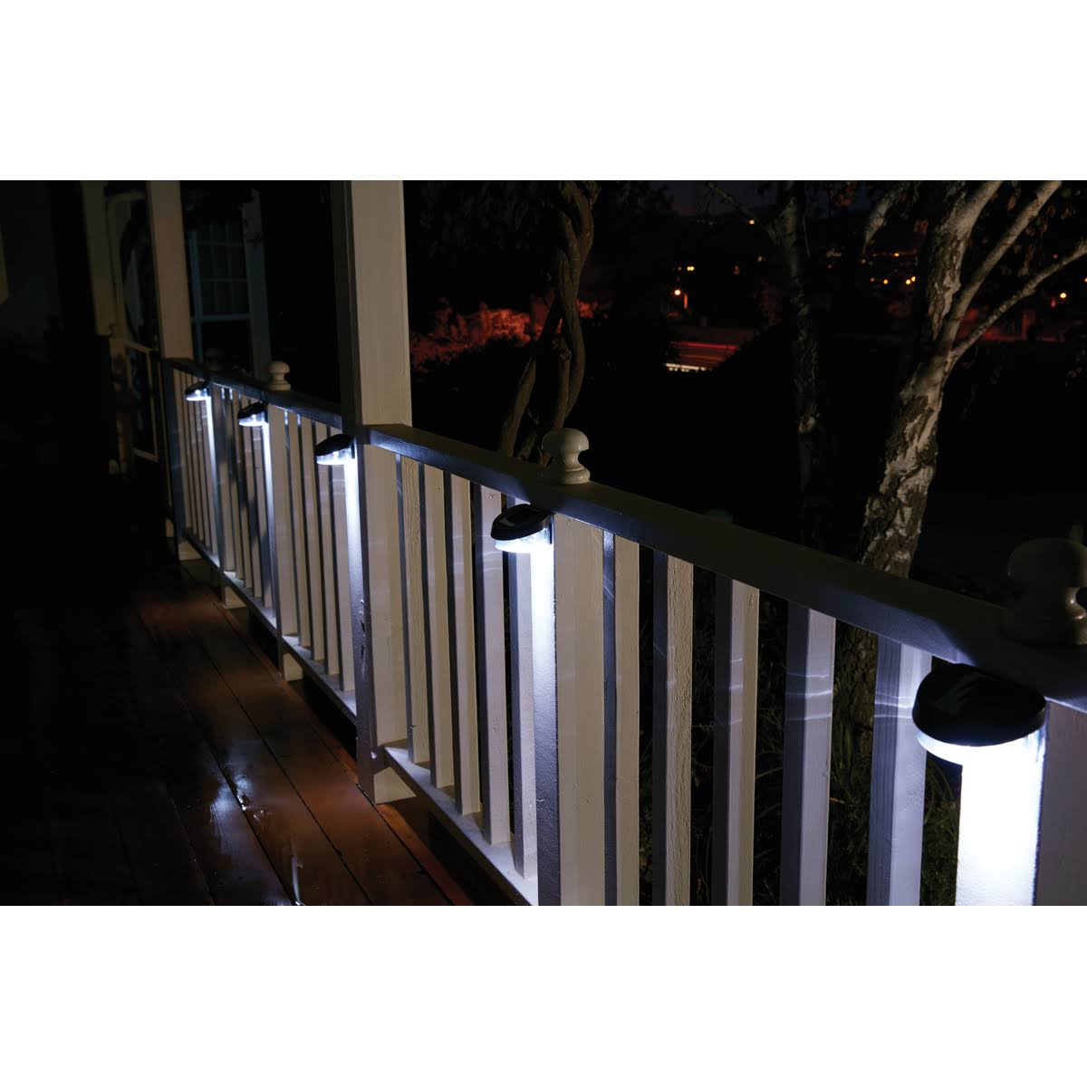 Luminar Outdoor Solar LED Brown Finish Fence Lights, 4 Pack 63293