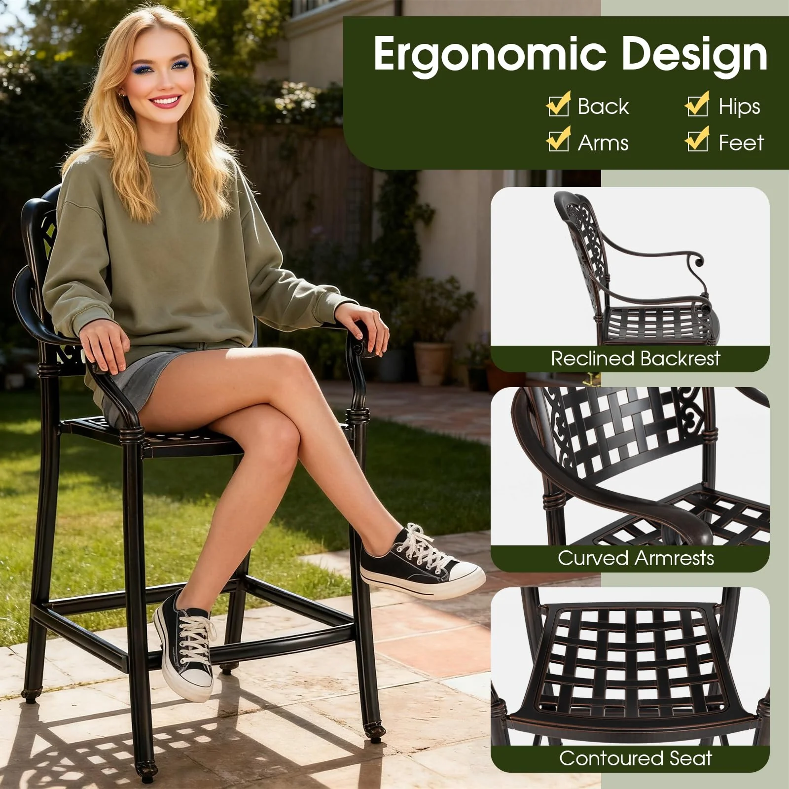 Tangkula 3 Piece Patio Bar Set