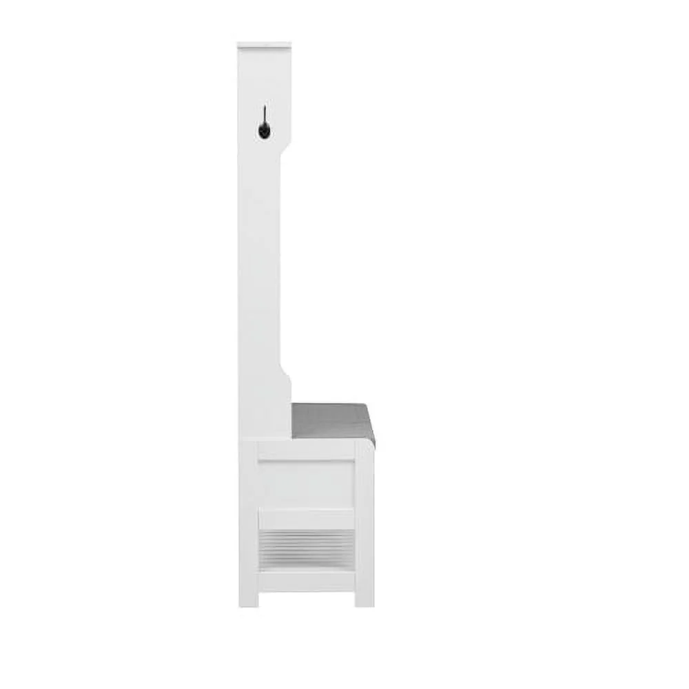 Triple Tree 3-in-1 Multi-Function White Entryway Coat Rack Hanger Storage Hall Tree(White)