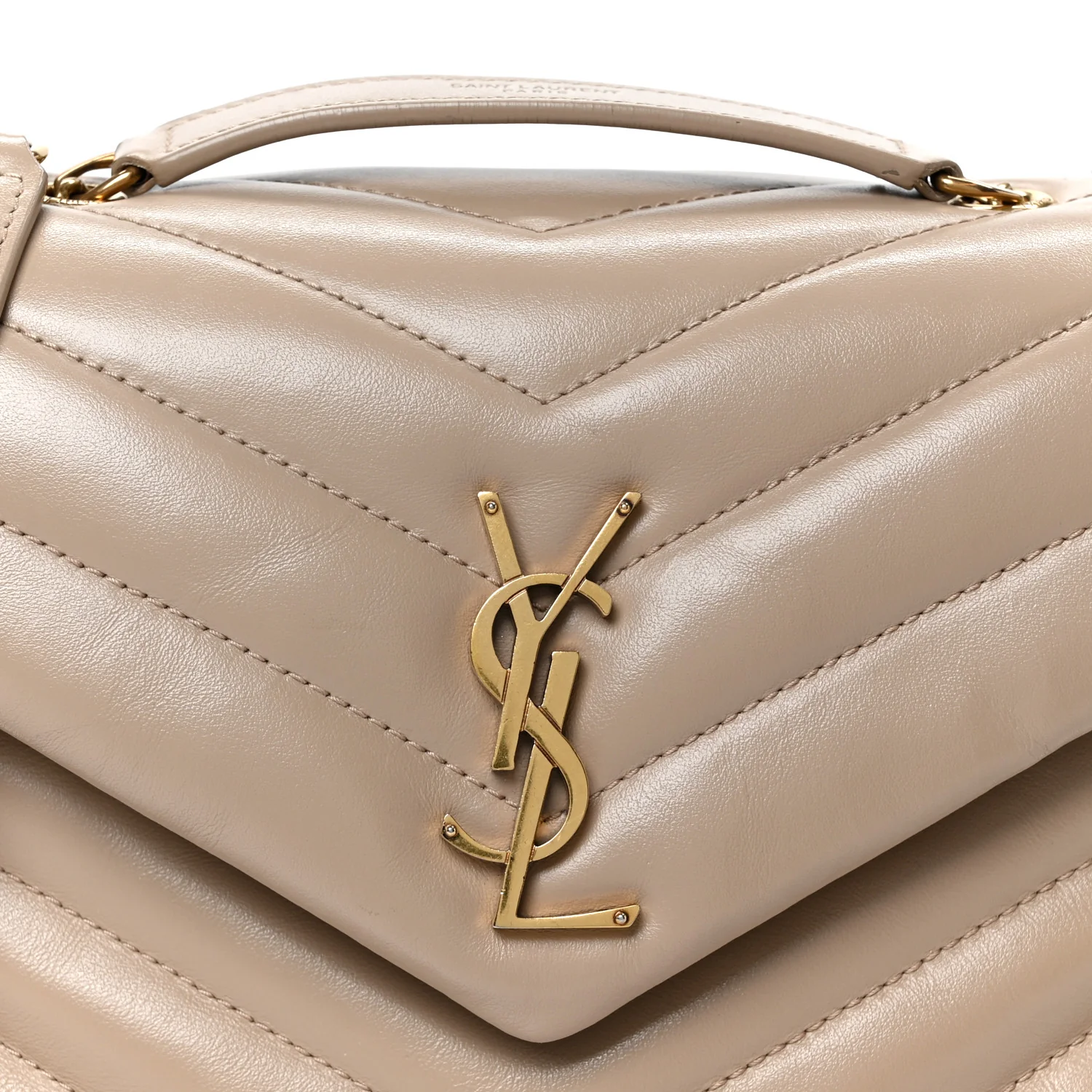 Calfskin Y Quilted Monogram Small Loulou Chain Satchel Dark Beige