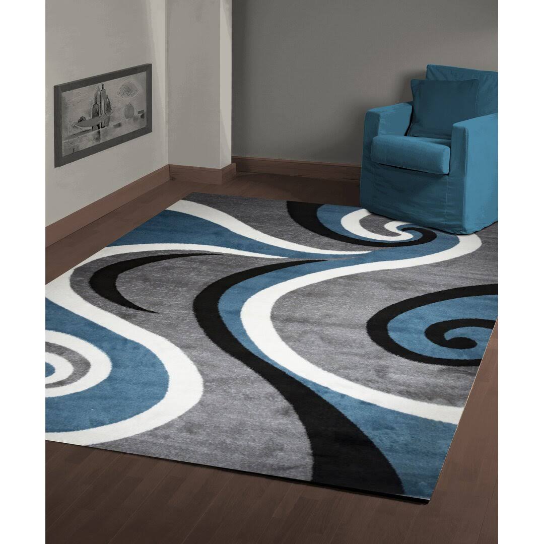 Orren Ellis Calista Swish Hand-Knotted Gray/Blue Outdoor Area Rug Red