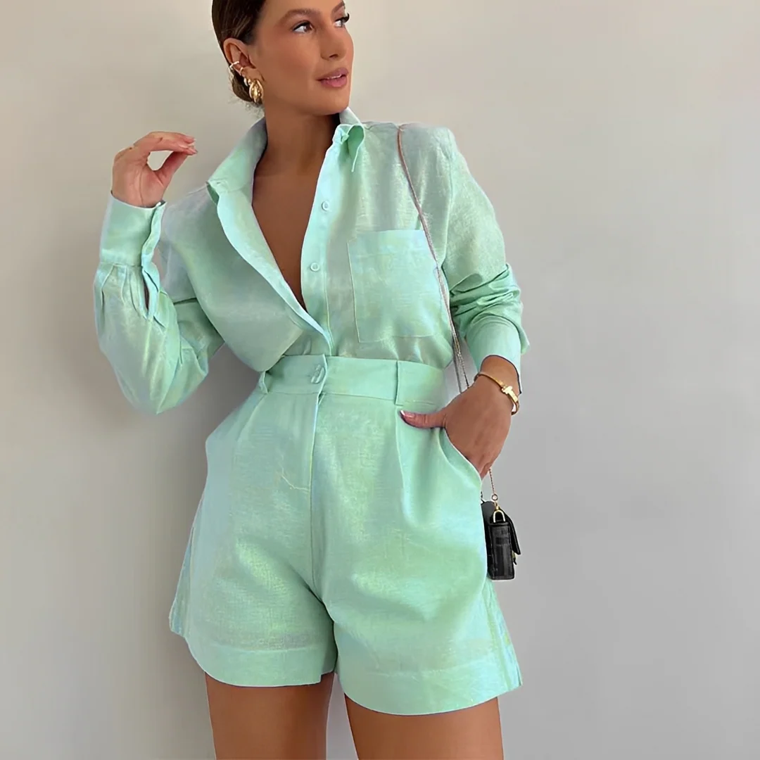 Yasin - Ensemble large de short avec haut manches longues