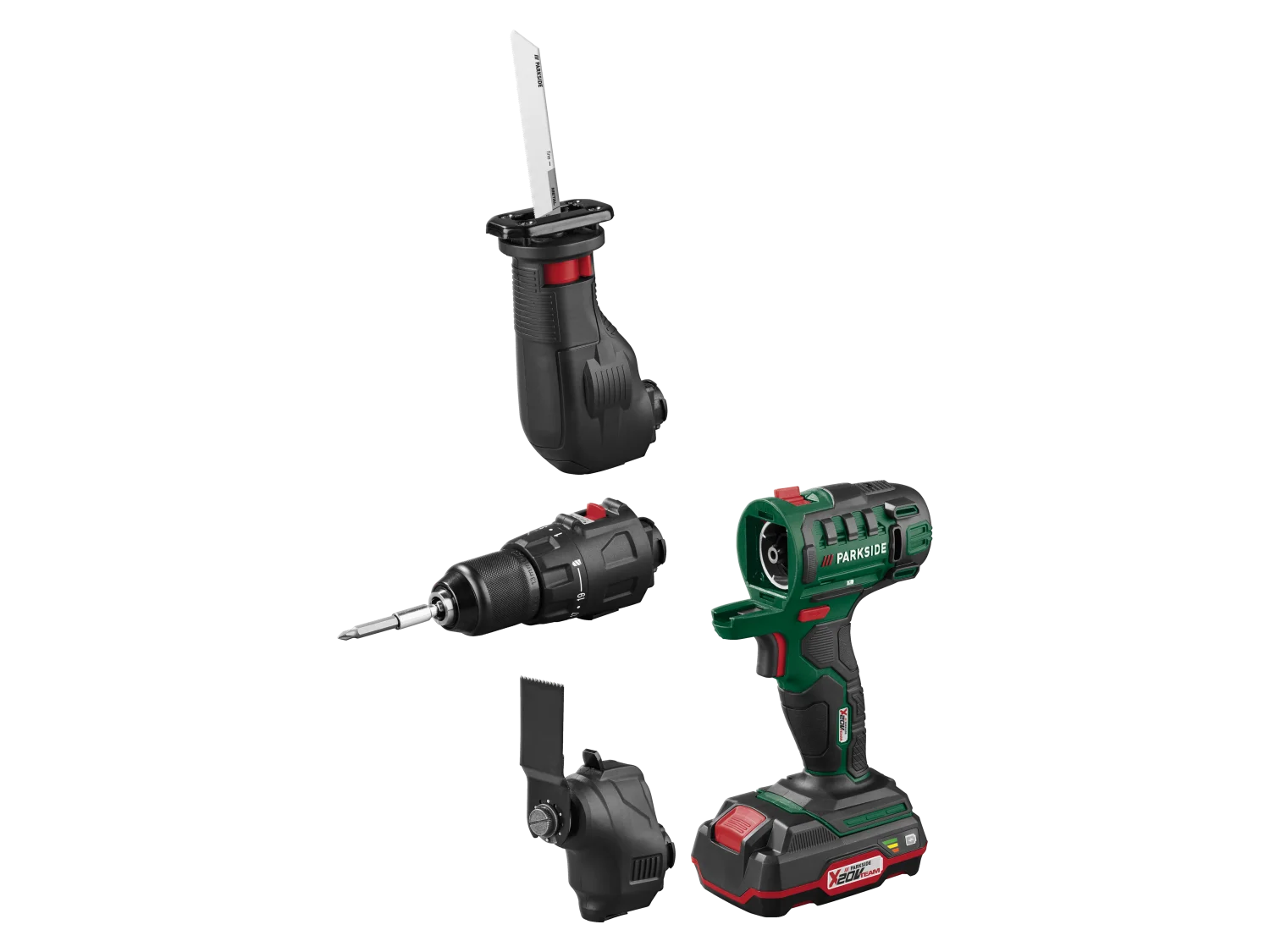 PARKSIDE Set appareil multifonction sans fil PKGA 20-Li C2 + batterie + chargeur, 20 V