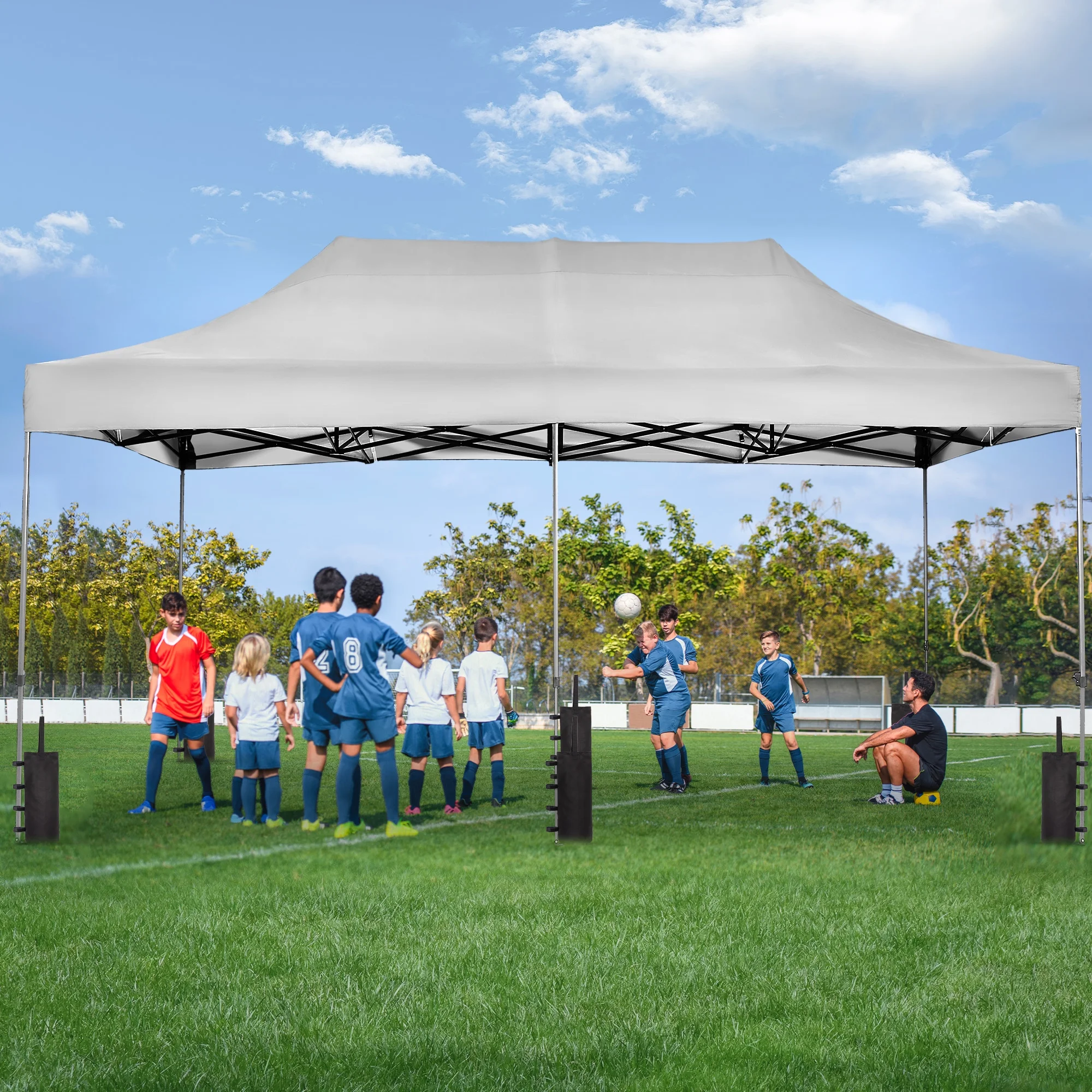 10x20 Heavy Duty Pop up Canopy Tent with Weighted Sandbags,Outdoor Shade Instant Folding Event Gazebo with Wheeled Bags,White(White/Sandbags) - Image 8