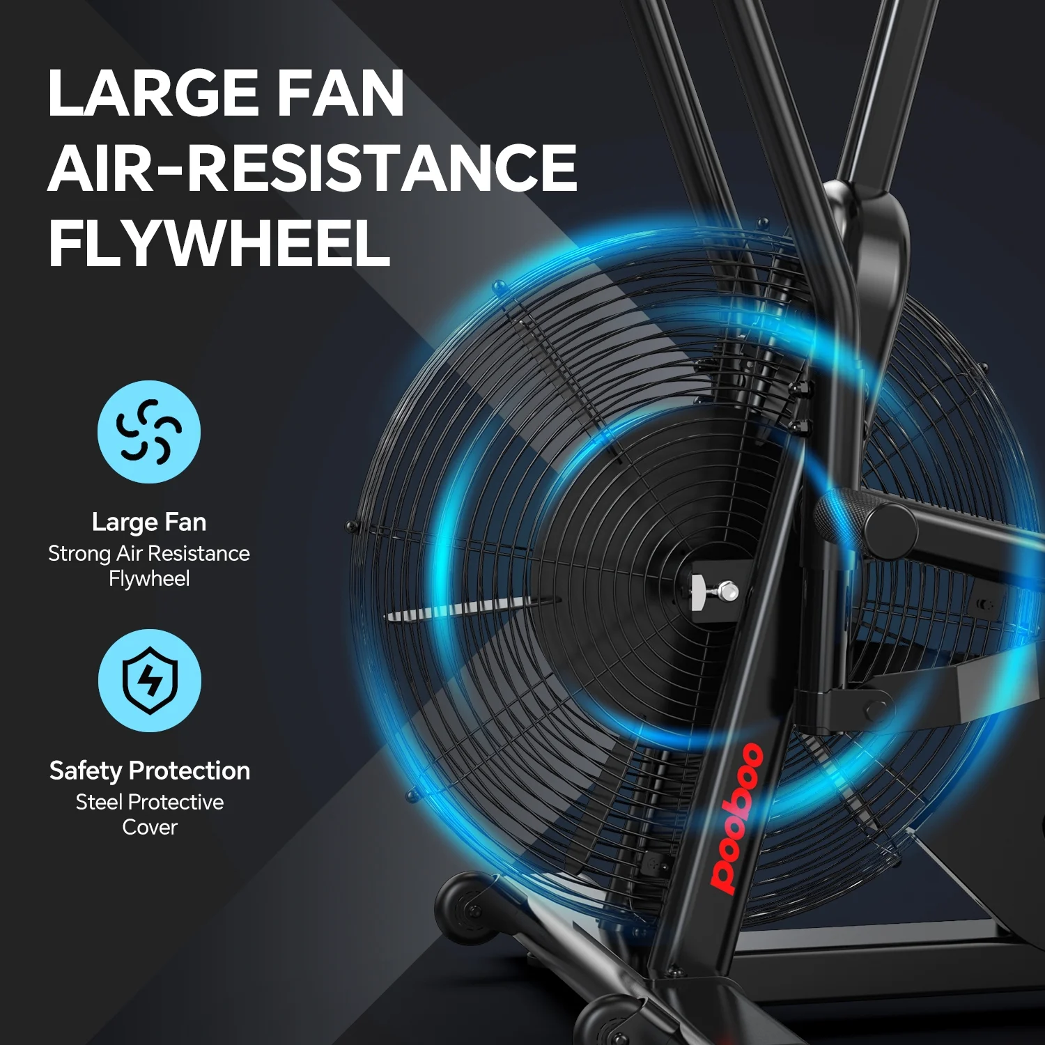 Commercial Built-in Bluetooth Fan Exercise Bike, Adjustable Air Resistance with Dual-Action Handlebars, Heavy Duty Indoor Cycling Bike for Home Gym Traininning, 350lbs Arm/Leg Cardio Workout(Air) - Image 6