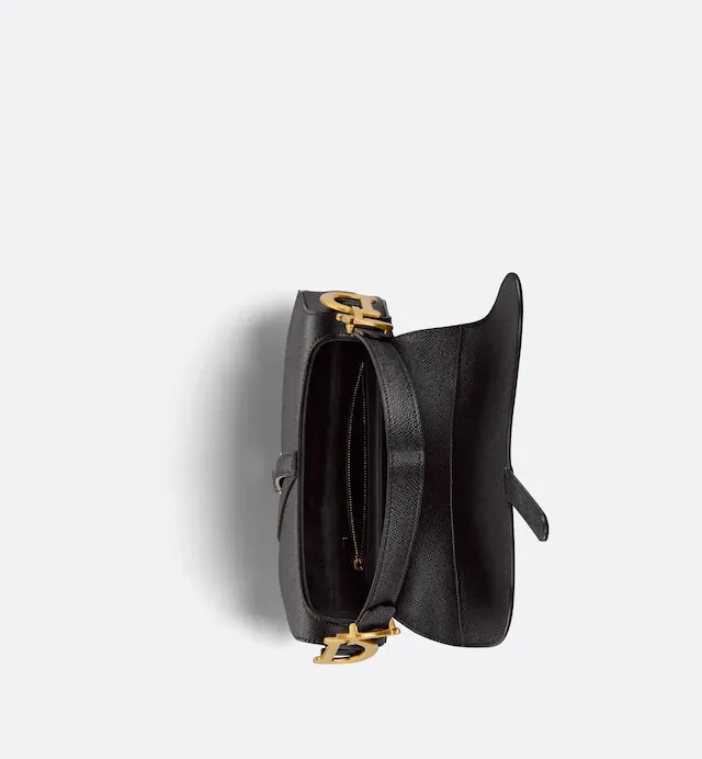 CHRISTIAN D Grained Calfskin Saddle Bag Black
