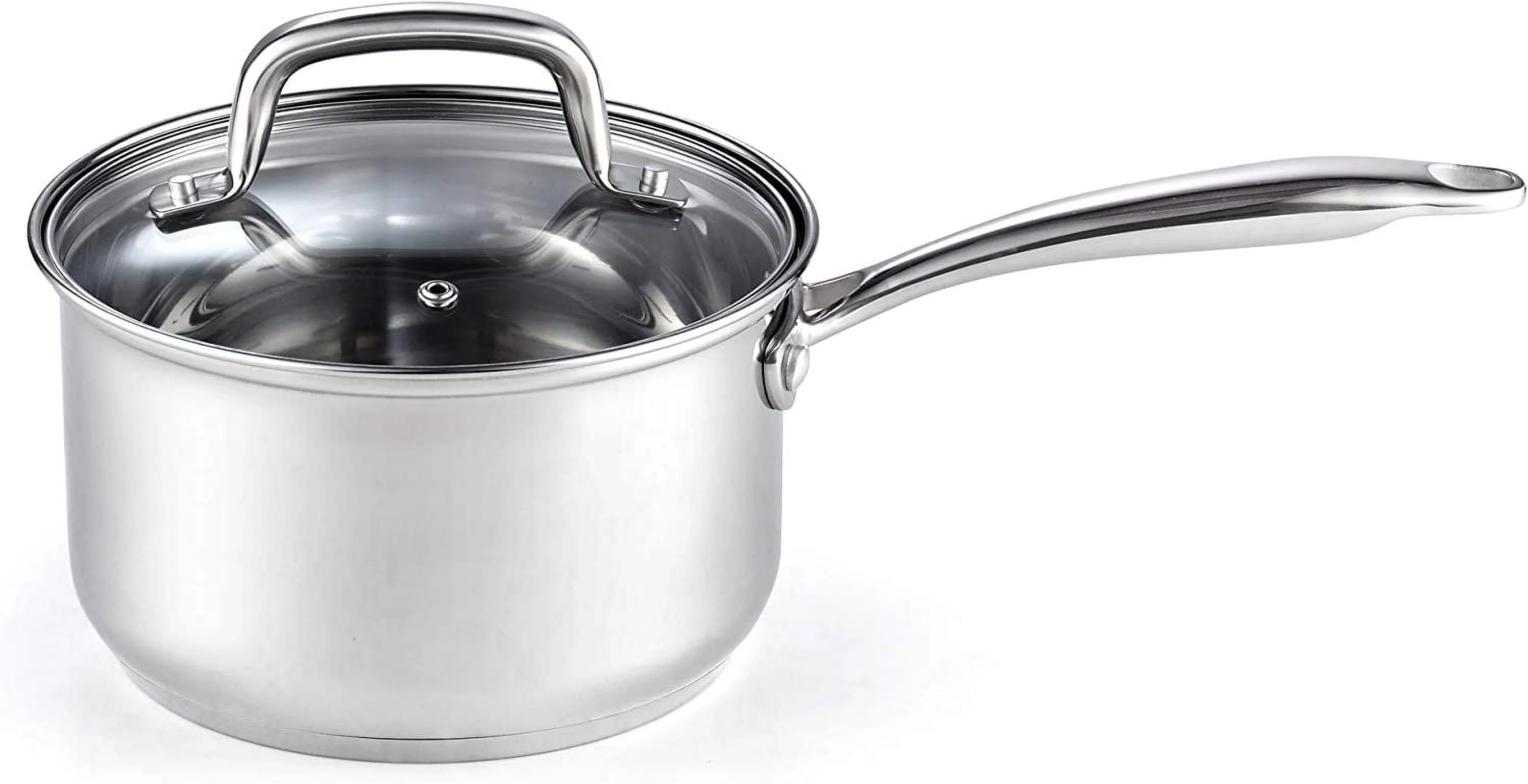Cook N Home Pots and Pans Stainless Steel, 8 - Piece Induction Pot Kitchen Cookware Set, Silver, Oven Safe