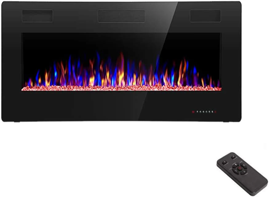 Foyer électrique encastré et mural R.W.FLAME de 152 cm (60 pouces), faible niveau sonore, compatible avec les montants de 5 x 15 cm (2 x 6 pouces).