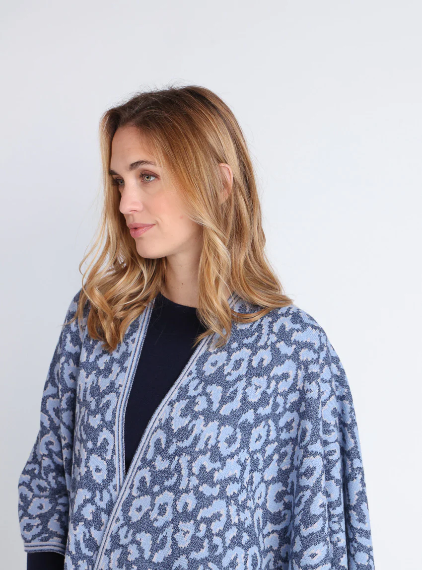 Étole femme en laine bleu