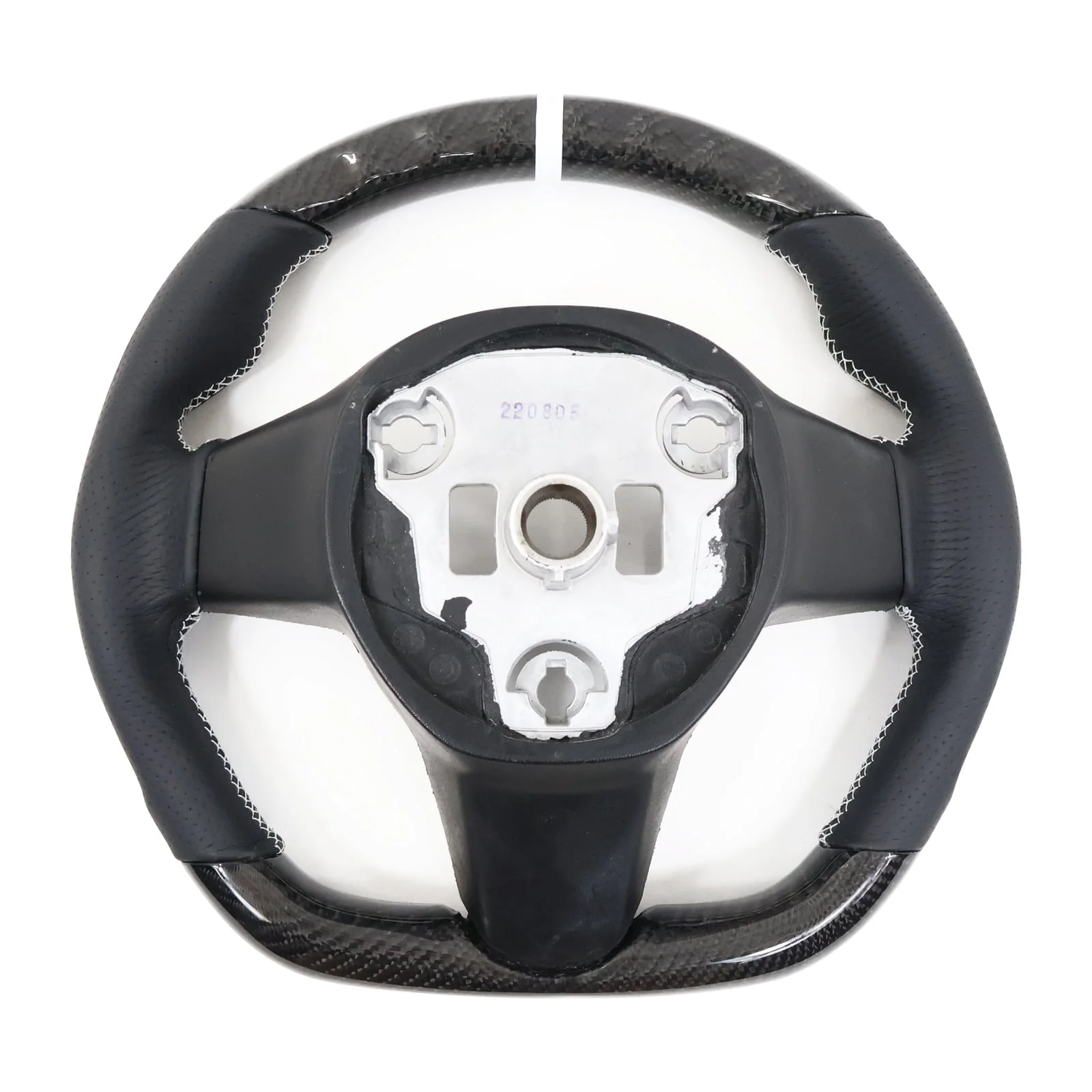 Ikon Motorsports Steering Wheel Compatible with 17-23 Tesla Model 3 Y Carbon Fiber  Perforated Leather With White Stitching  Stripe Steering Wheel Cover