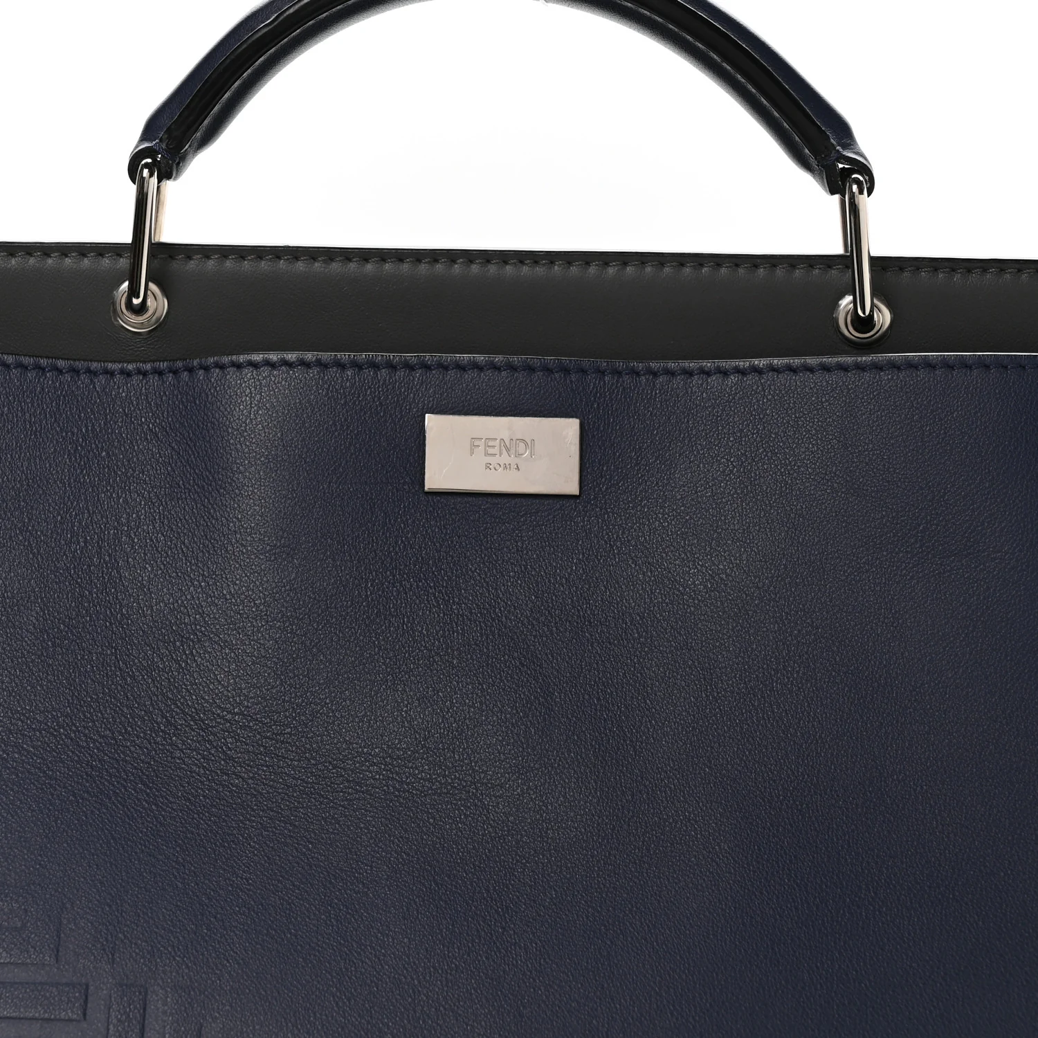 Calfskin Embossed Large Peekaboo Iconic Fit Satchel Blueberry