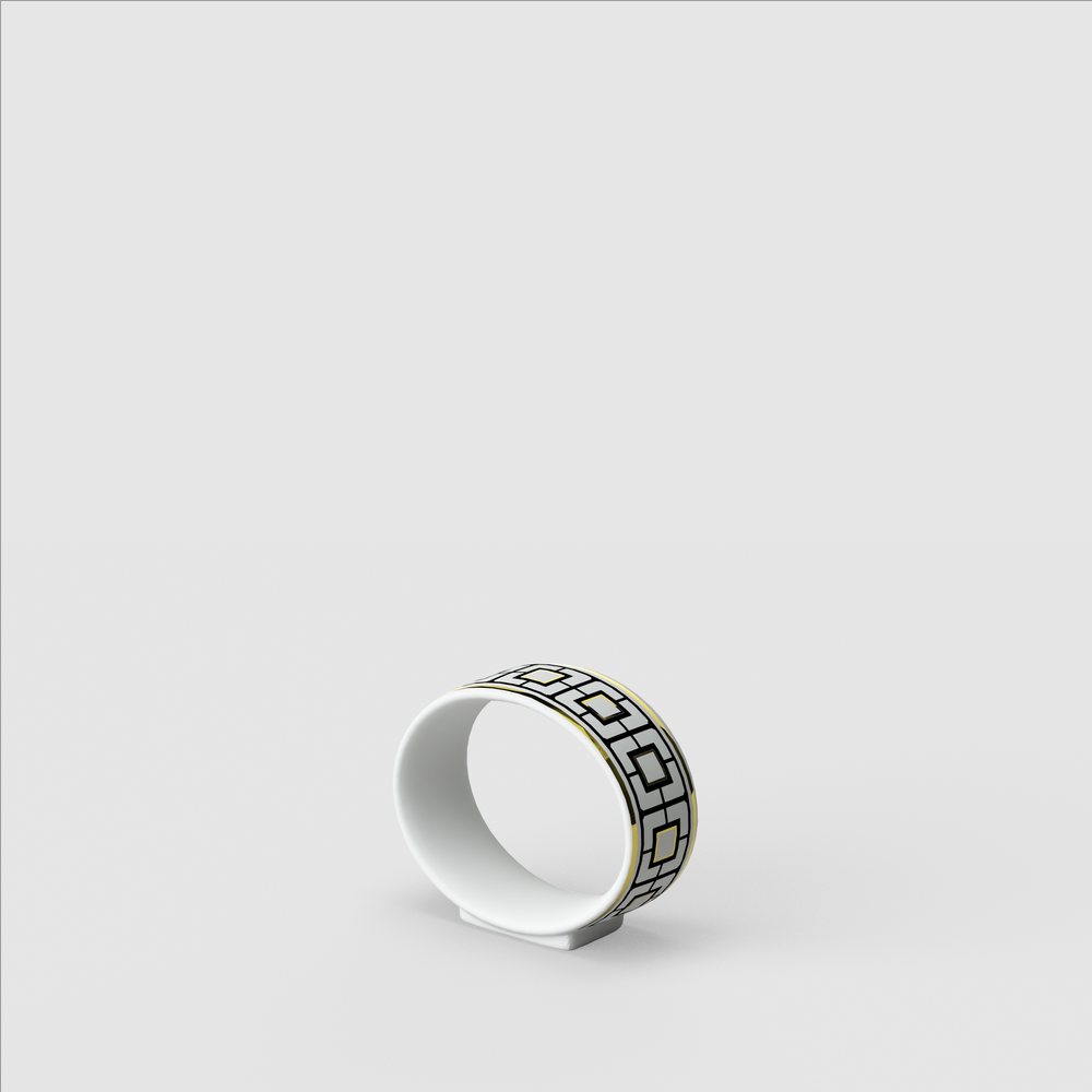 MetroChic Napkin ring - Multi-colored, 2.6'' x 1'' x 2.1'', Premium Bone Porcelain