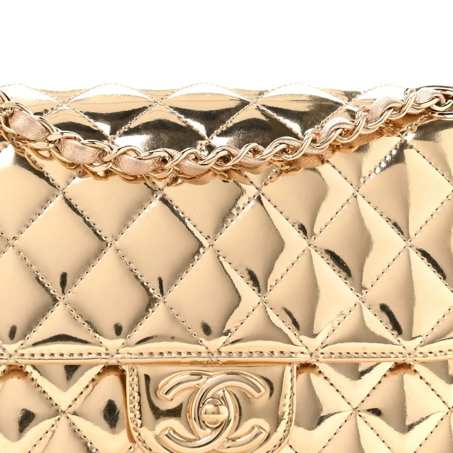 Mirror Calfskin Metallic Calfskin Medium Hollywood Boulevard Flap With Star Coin Purse Light Gold
