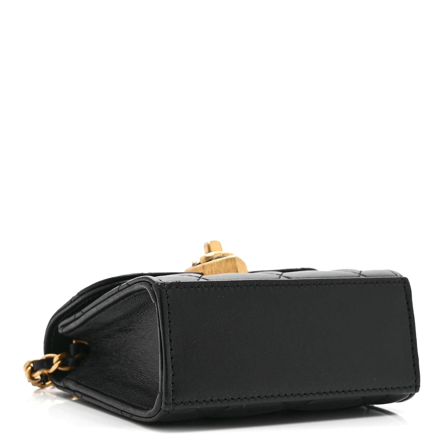 Lambskin Plexiglass Quilted Coco Love Clutch With Chain Black