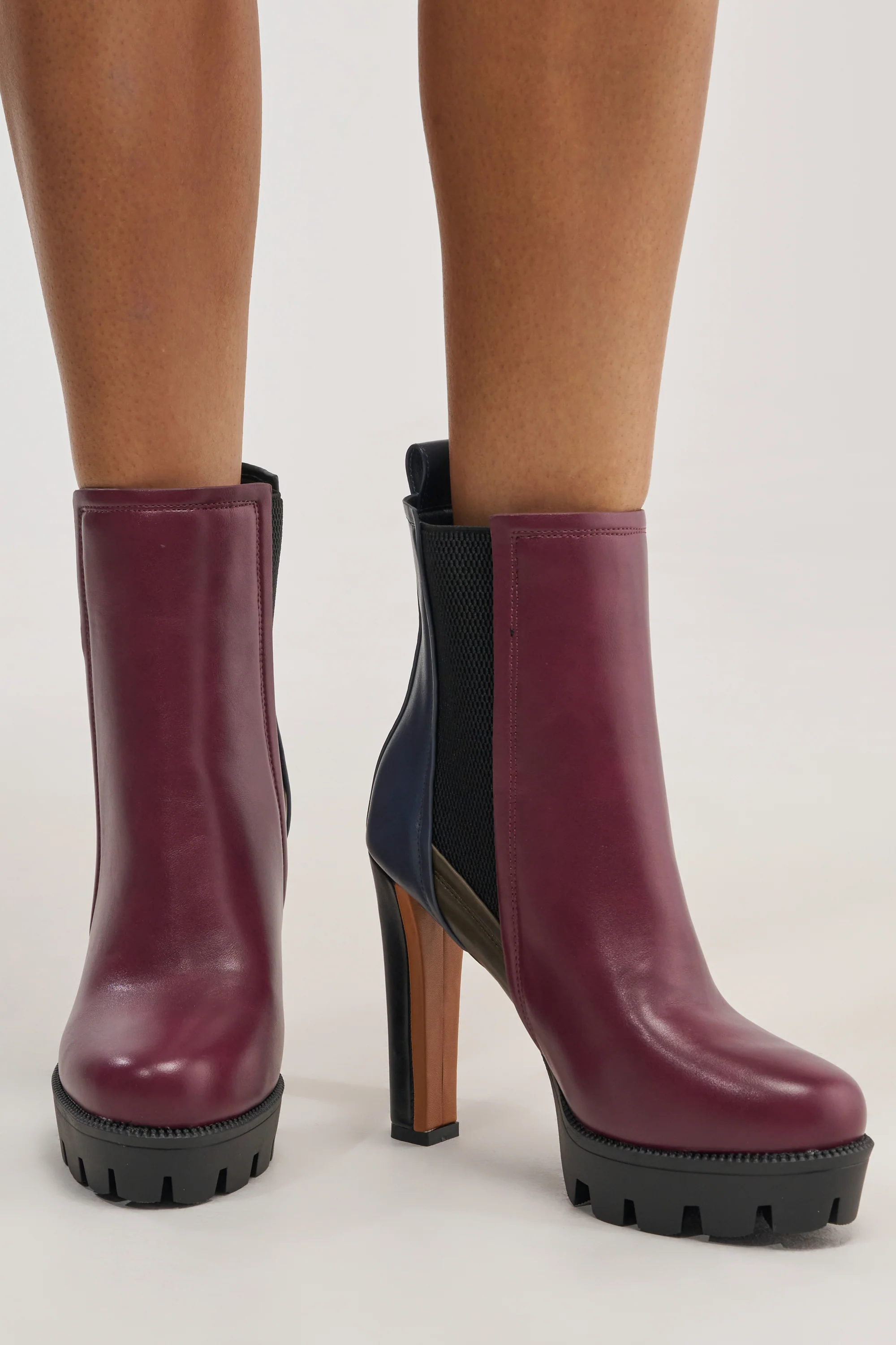 AZALEA WANG MARO MULTI COLOR BLOCKED PLATFORM BLOCK BOOTIE - Akira Store