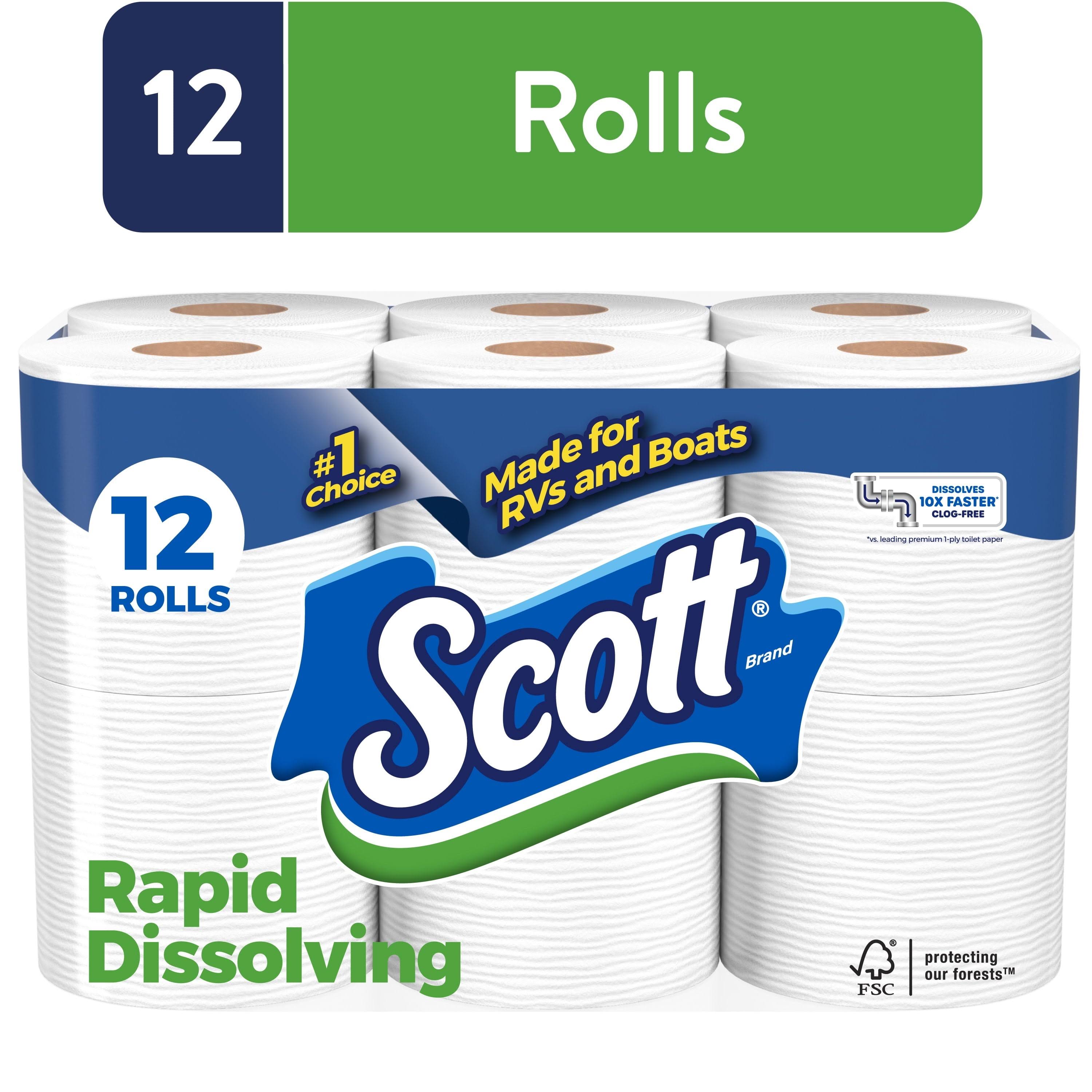 Scott Bathroom Tissue, Unscented, One-Ply - 12 rolls