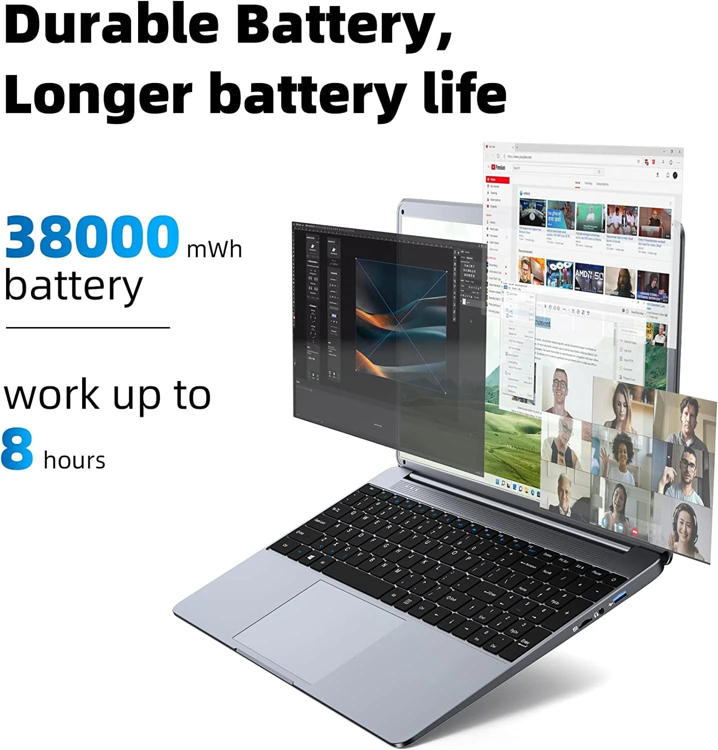 SGIN 15.6 in Laptop 12GB DDR4 512GB SSD Windows 11 with Intel Celeron N5095A Full HD 1920x1080