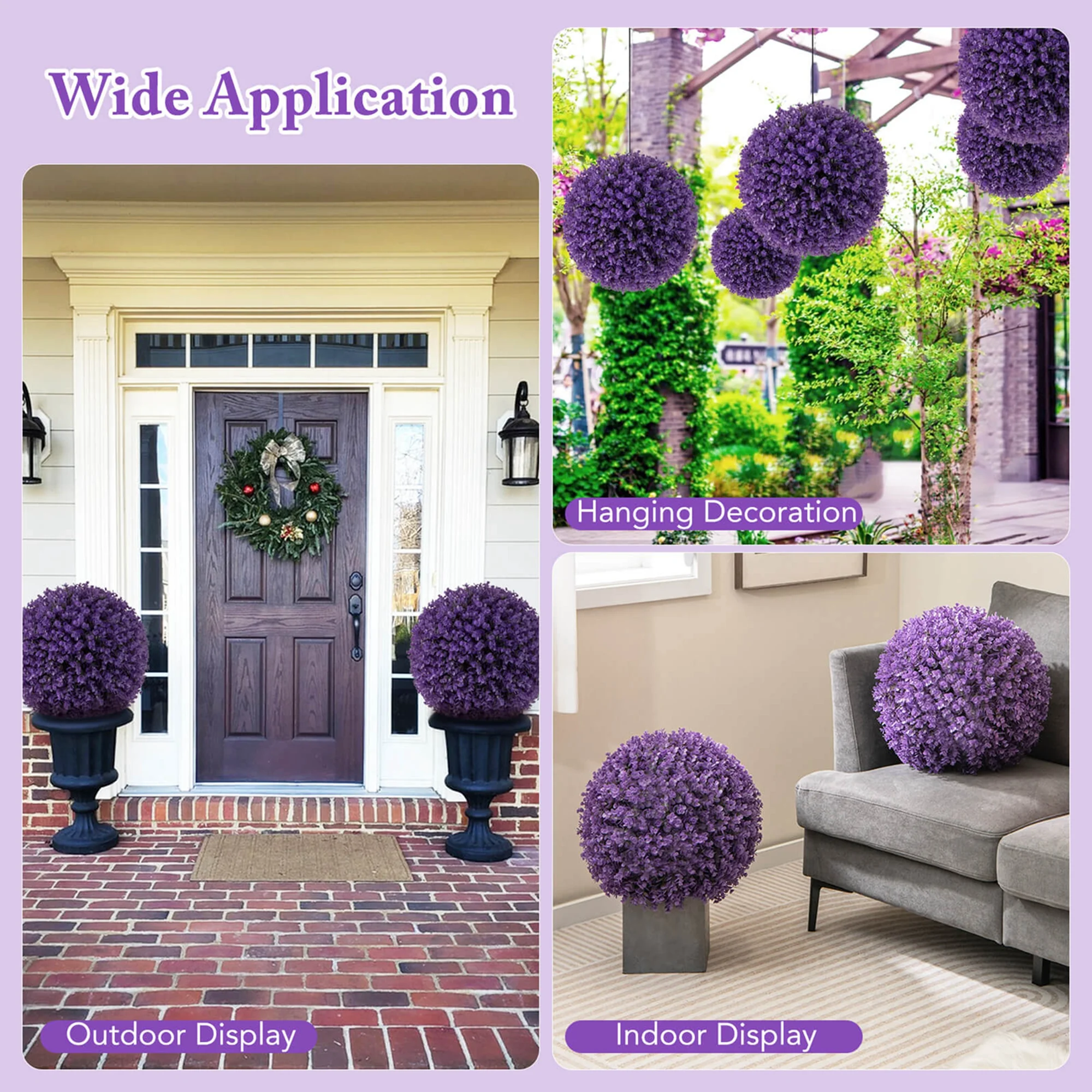 2 PCS Artificial Plant Topiary Balls with7 Layers Leaves UV Protected for Garden - Image 4