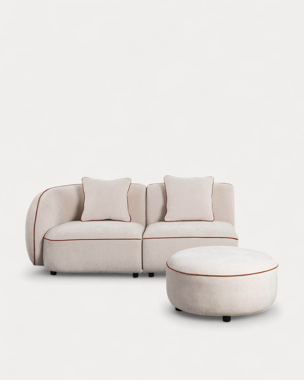 Ilham - Sofá Modular 2 Piezas Esquinero con Sillón y Puff de Tela Ilham