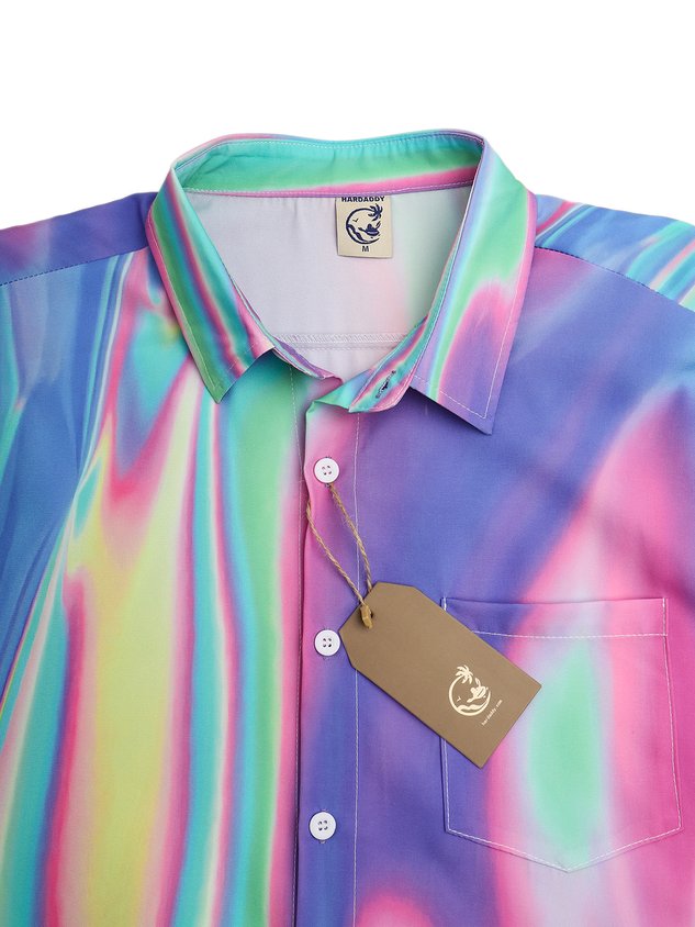 Chemise décontractée à manches courtes et poche poitrine, color dégradé