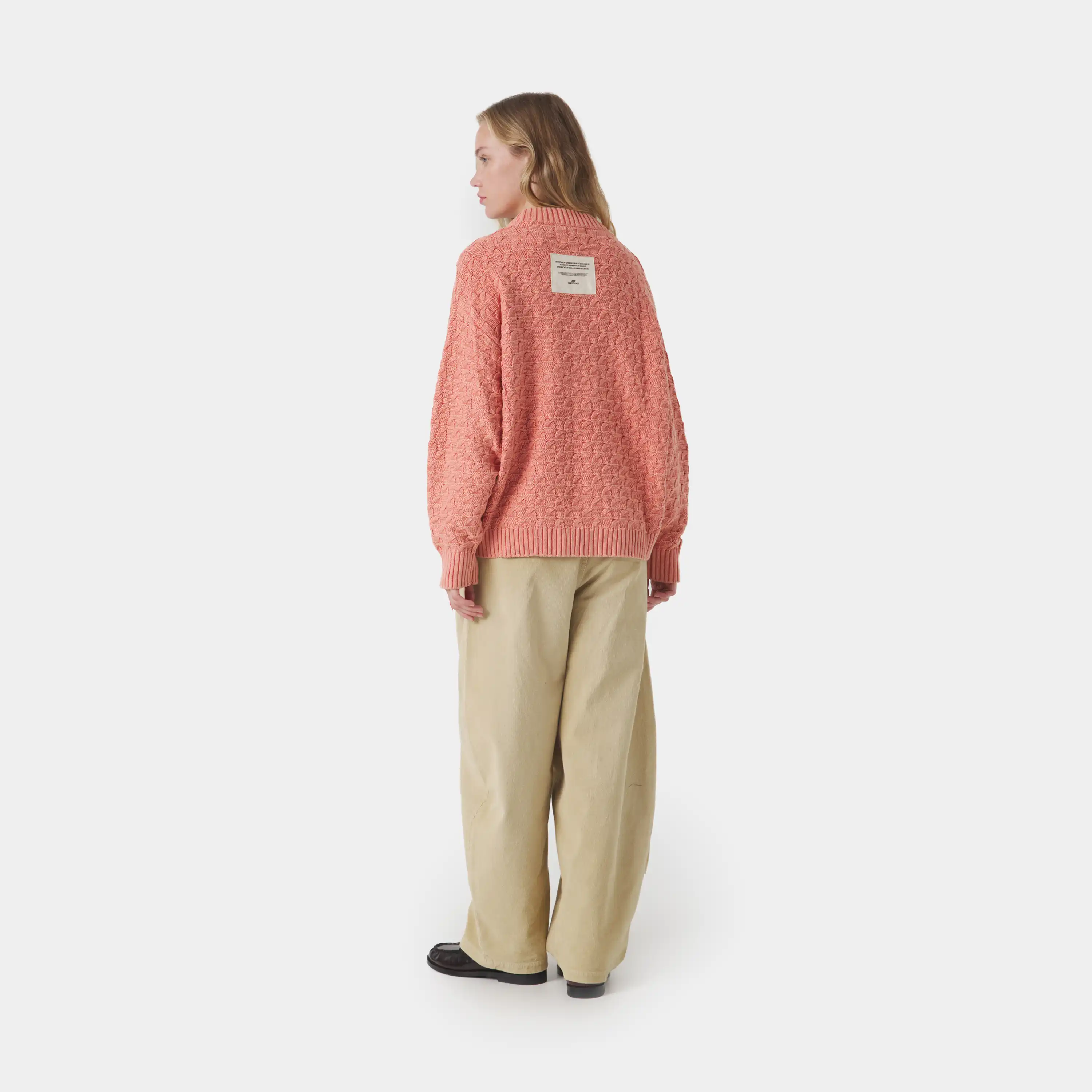 Grid Coral Cable Knit Sweater
