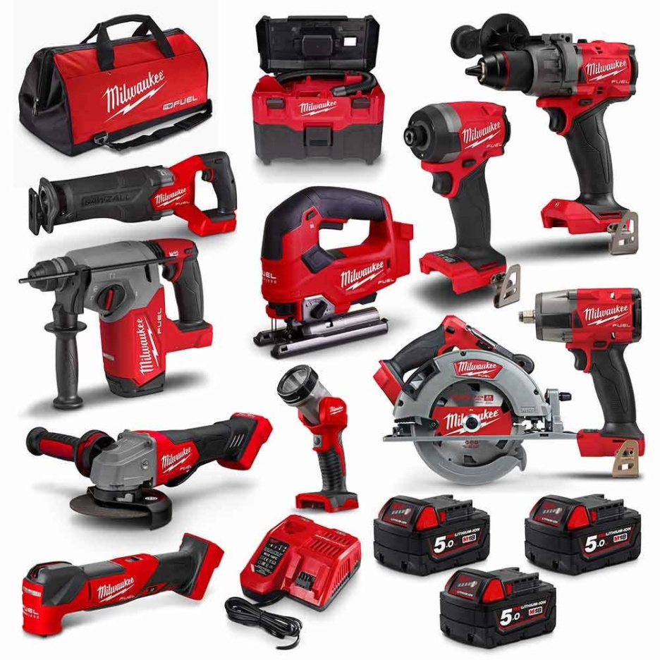 Kit combiné MILWAUKEE 18V FUEL 11 pièces 3 x 5,0 Ah M18FPP11A3503B
