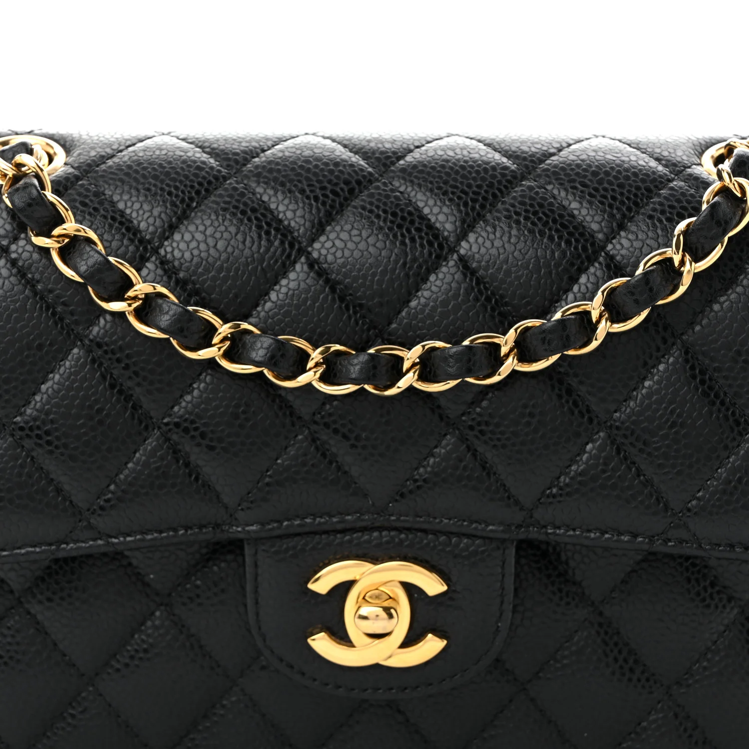 Caviar Quilted Small Double Flap Black