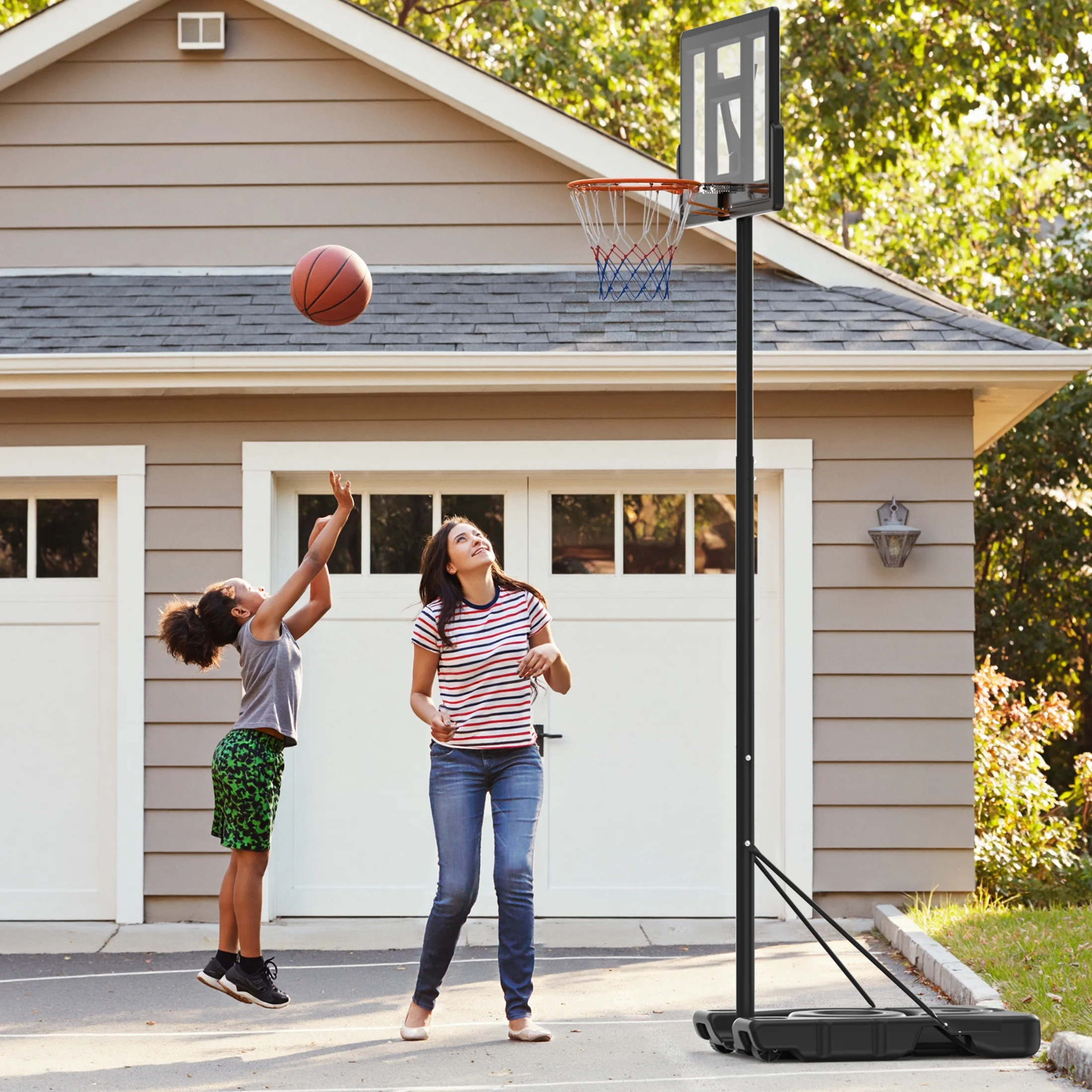 6.1ft-10ft Adjustable Height 44" Shatterproof Outdoor Portable Basketball System (Adult) - Image 3