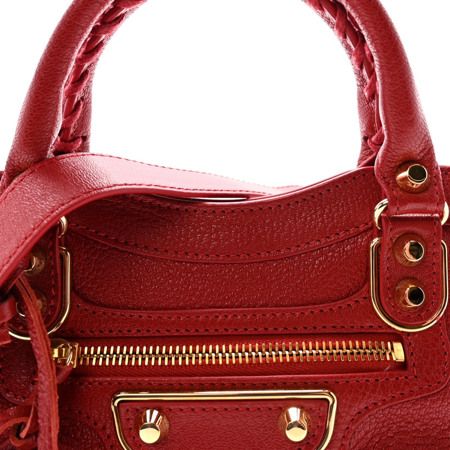 Chevre Gold Metallic Edge Hardware Mini City Rouge Groseille