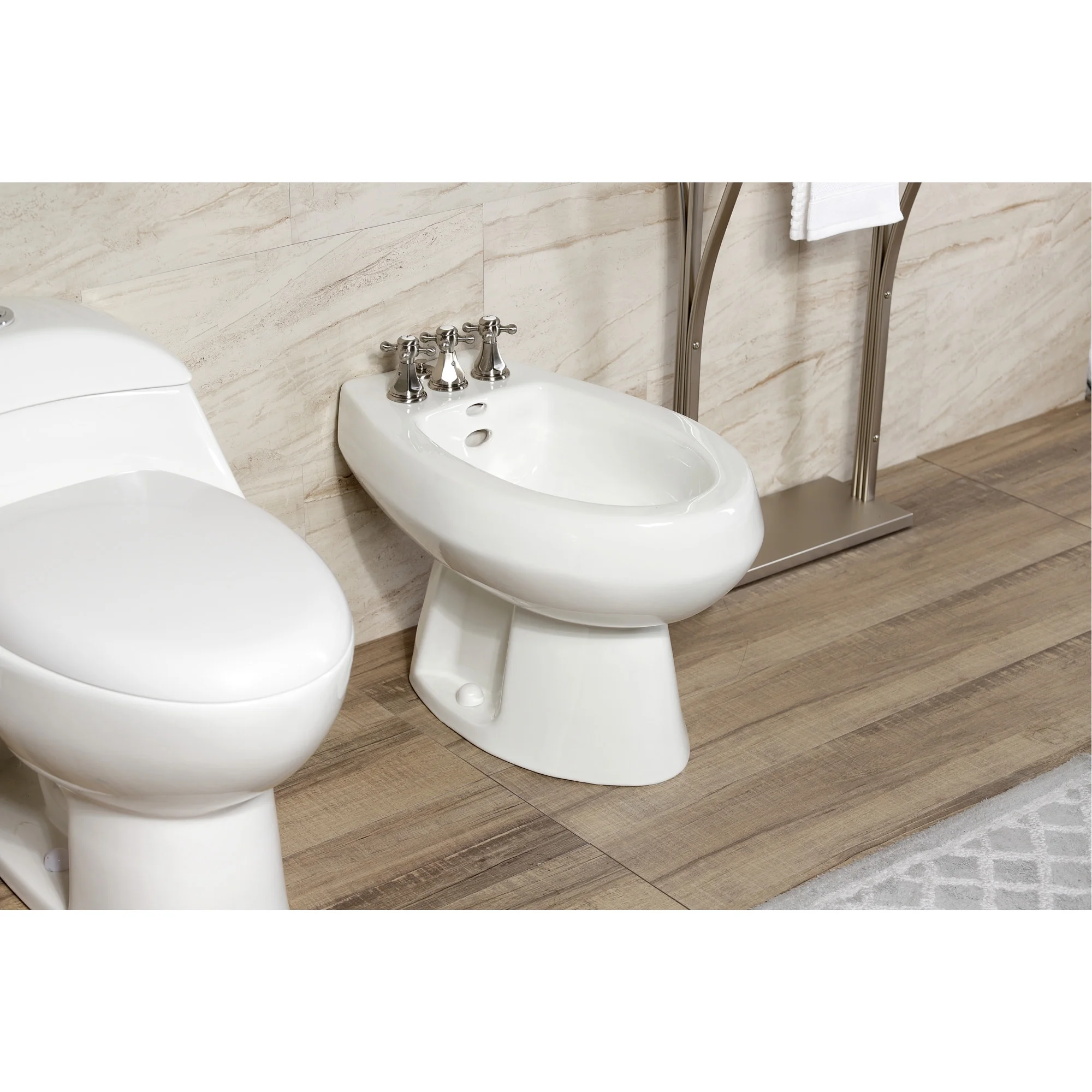 Kingston Brass KB320BX Metropolitan Three-Handle Bidet Faucet with Brass Pop-Up, Matte Black