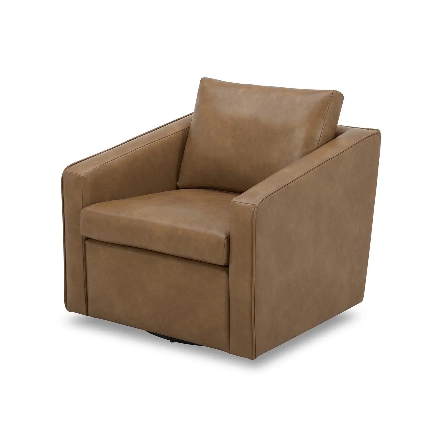 Better Homes & Gardens Steele Swivel Accent Chair, Camel Faux Leather