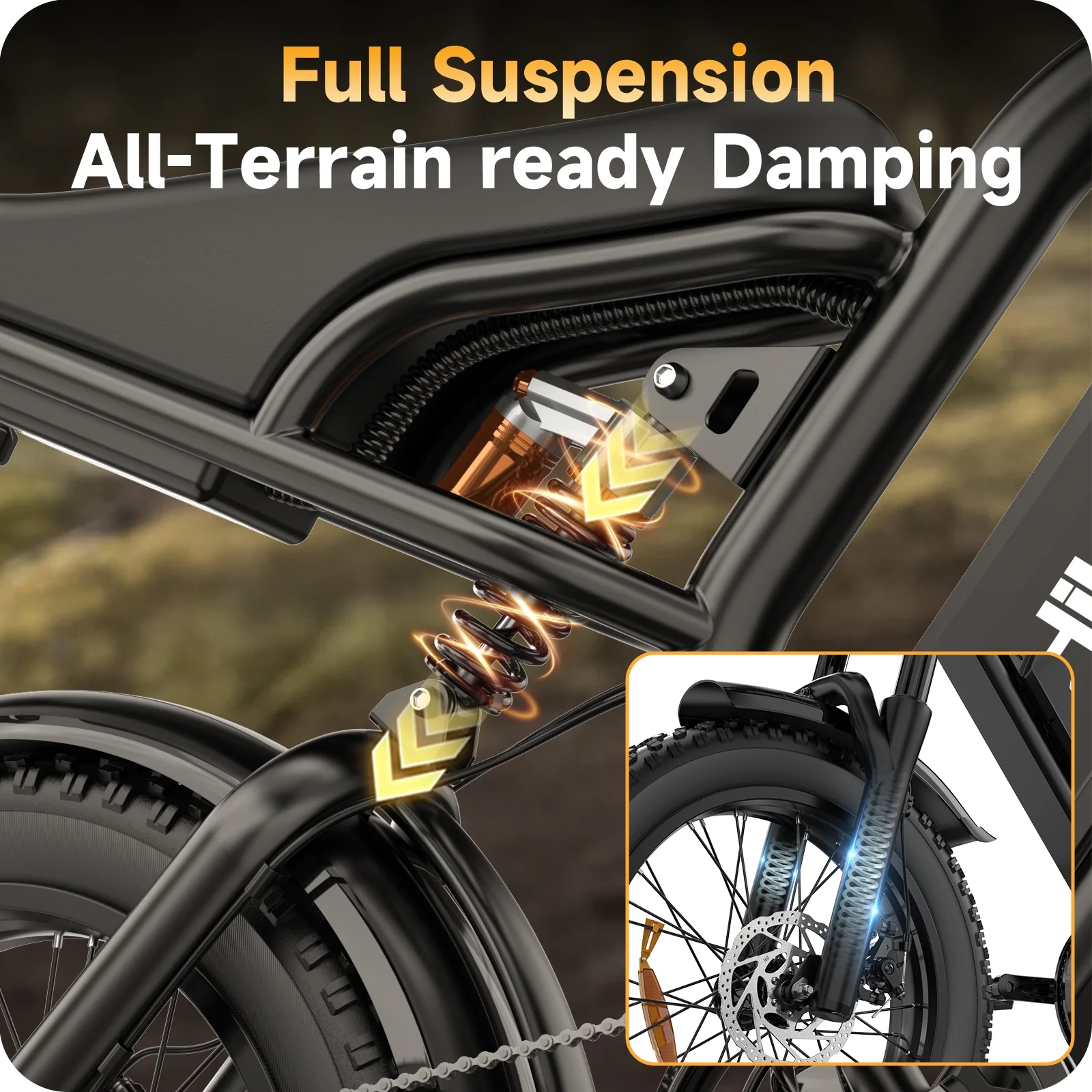 Electric Bike for Adults, 1500W Peak Fat Tire Ebike 20���4�� Snow-Tread, 48V 15.6Ah Removable Battery, 32MPH, Dual Suspension, 7-Speed, Hydraulic Disc Brakes, Bonus Accessories - Image 7