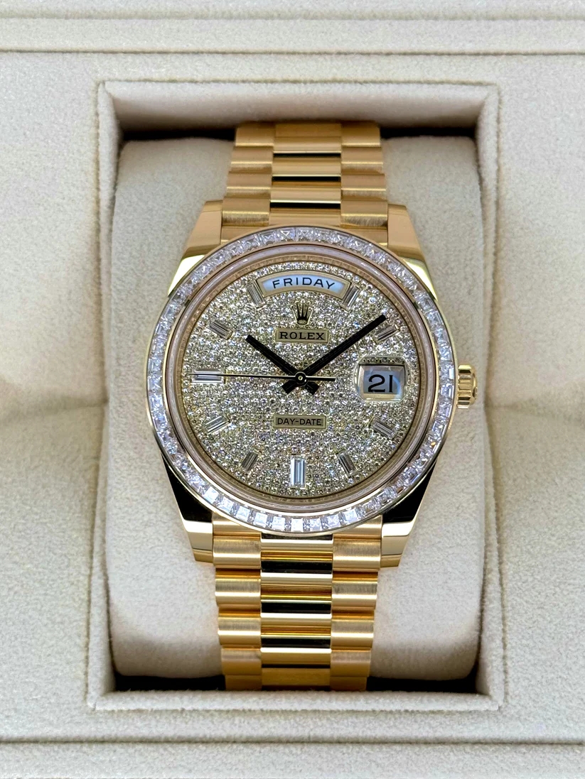 【Super Clone】RLX Day-Date 40mm 228398TBR-0036 Diamond Paved Dial President Watch