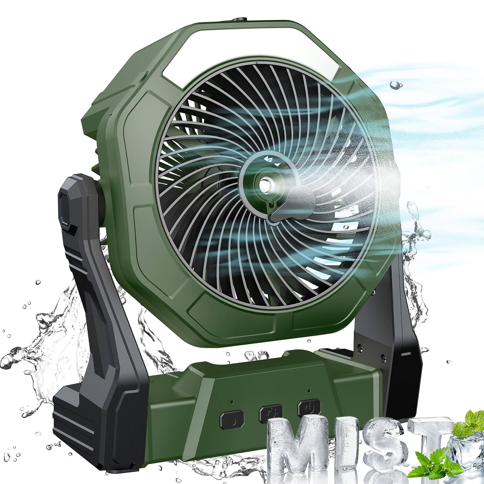 Portable Misting Fan, Outdoor Mist Fans for Outside Patios, 10000mAh Rechargeable Battery Powered Personal Cooling Fan with Mister, 8-inch, 250ml