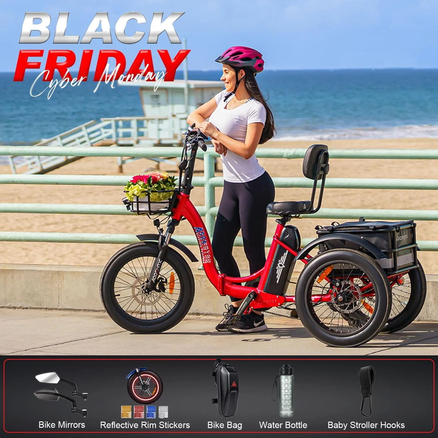 Addmotor Electric Trike, 750W Foldable Electric Tricycle, Folding Electric Trike for Adults, 48V 20ah Removable Battery, 20