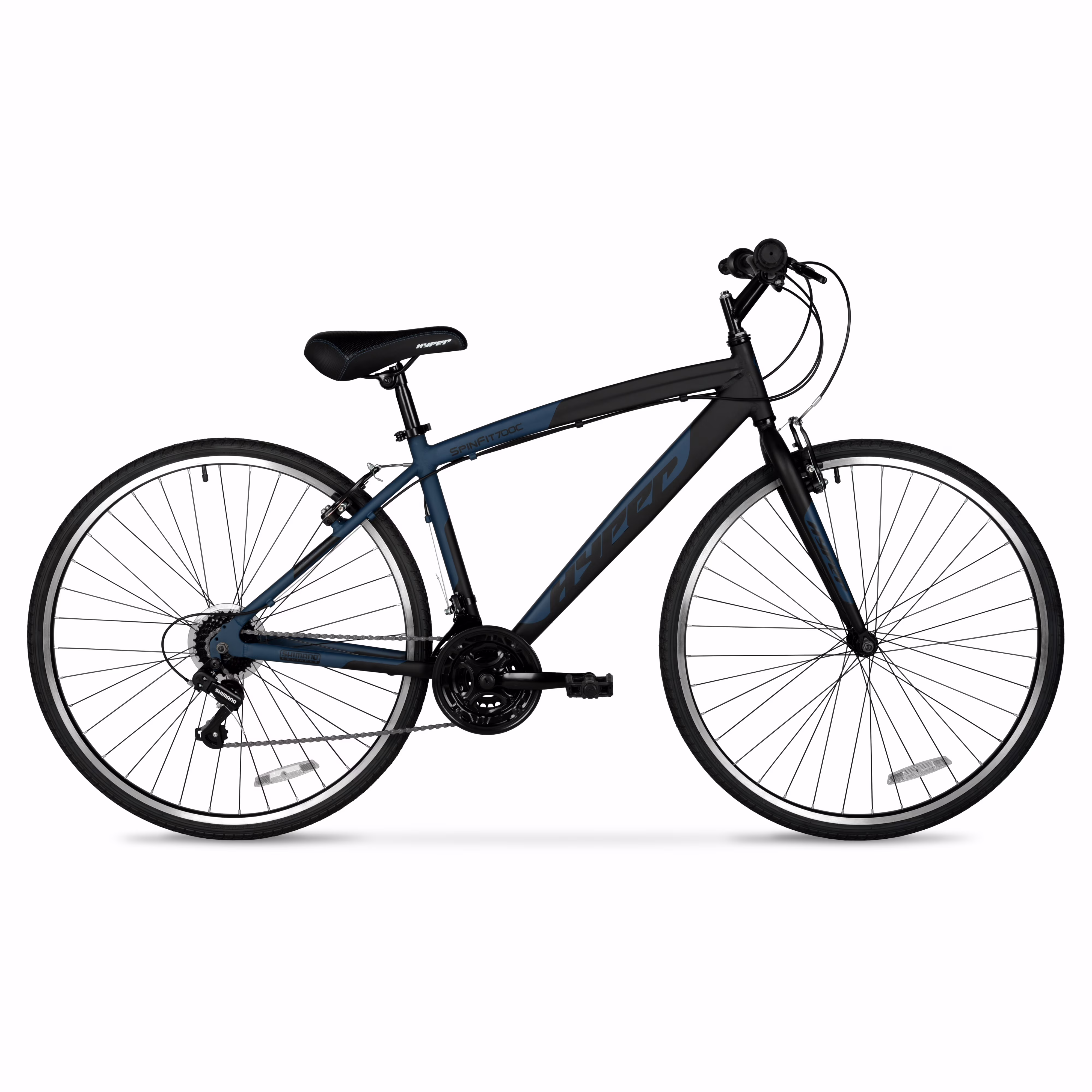 Brand Bicycle 700c Men's Spin Fit Hybrid Bike, Black and Blue, Adults(Black and Blue)