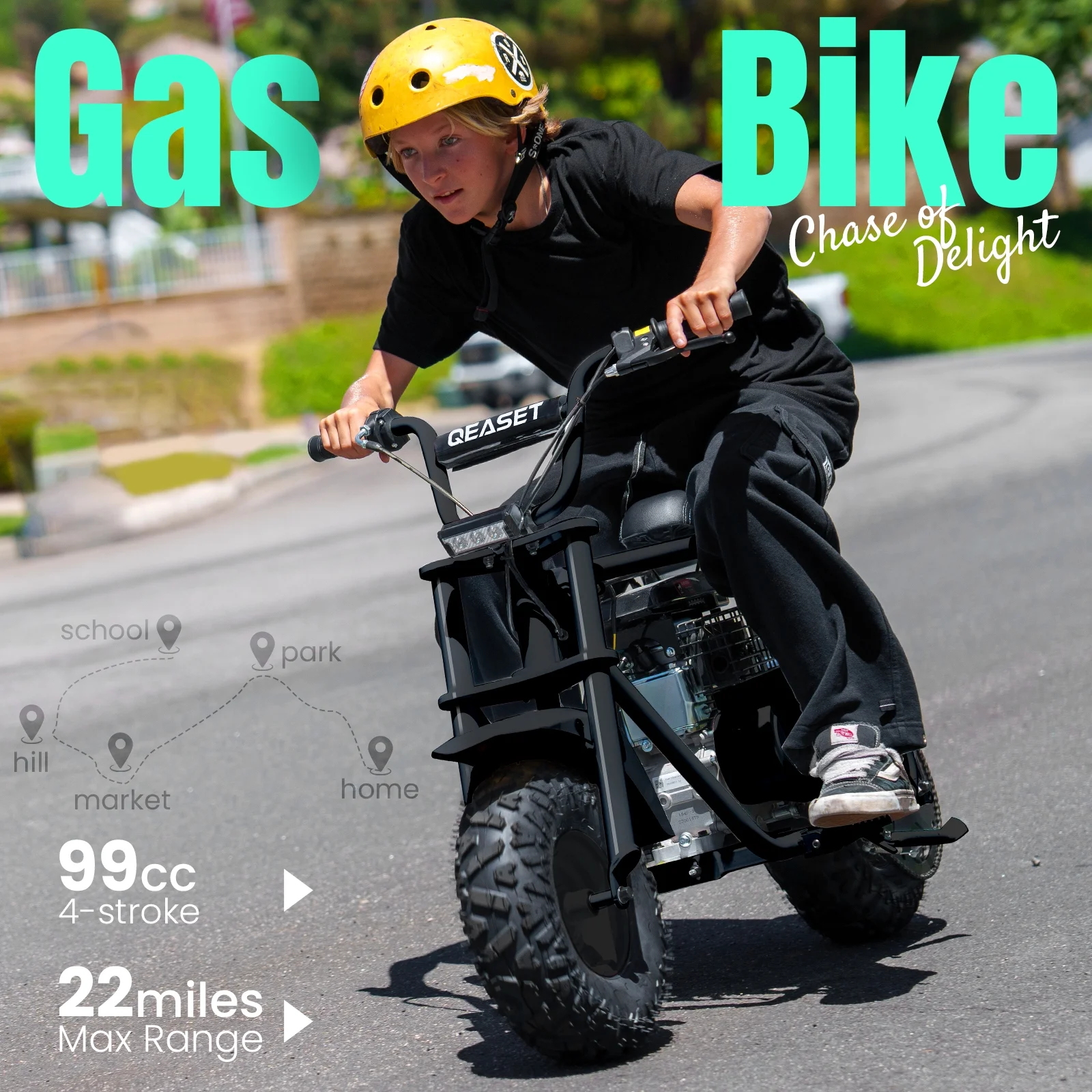 MB001 Gas Powered Mini Dirt Bike 99CC for Teens and Adults, 25MPH Off Road Motorcycle, Weight Support Up to 200 LBS Black(Black) - Image 4