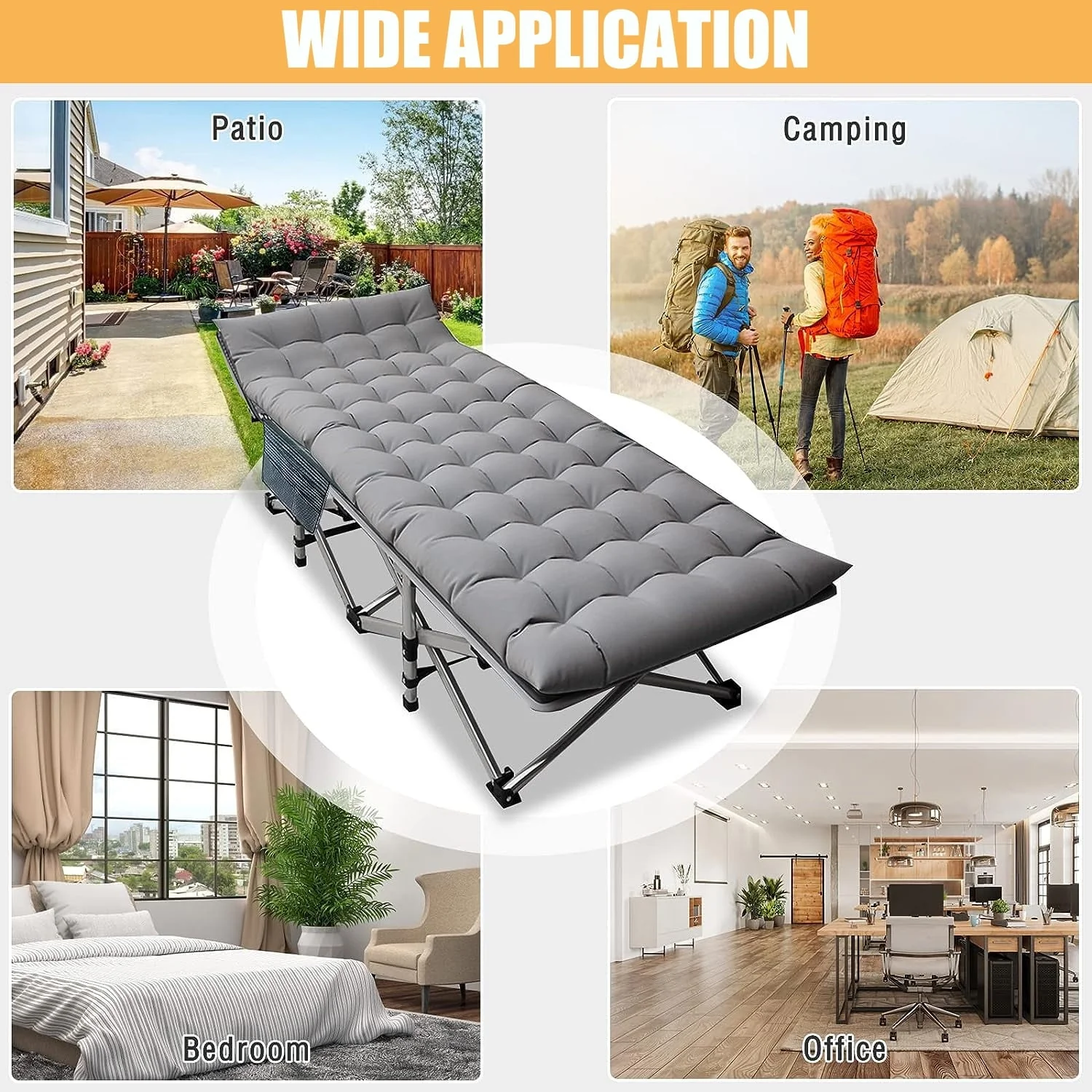 2 Pack Portable Folding Beds for Adults, Heavy Duty Outdoor Bed with Carry Bag Image 6