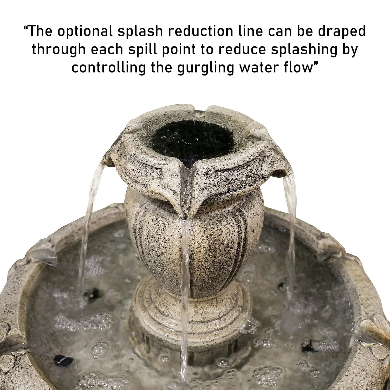 48�?H Outdoor Floor Water Fountain, 3-Tiers Concrete Water Fountain with Submersible Electric Pump Garden Cascading Waterfall for Yard Patio Lawn Home Decor(Brown 1) - Image 4