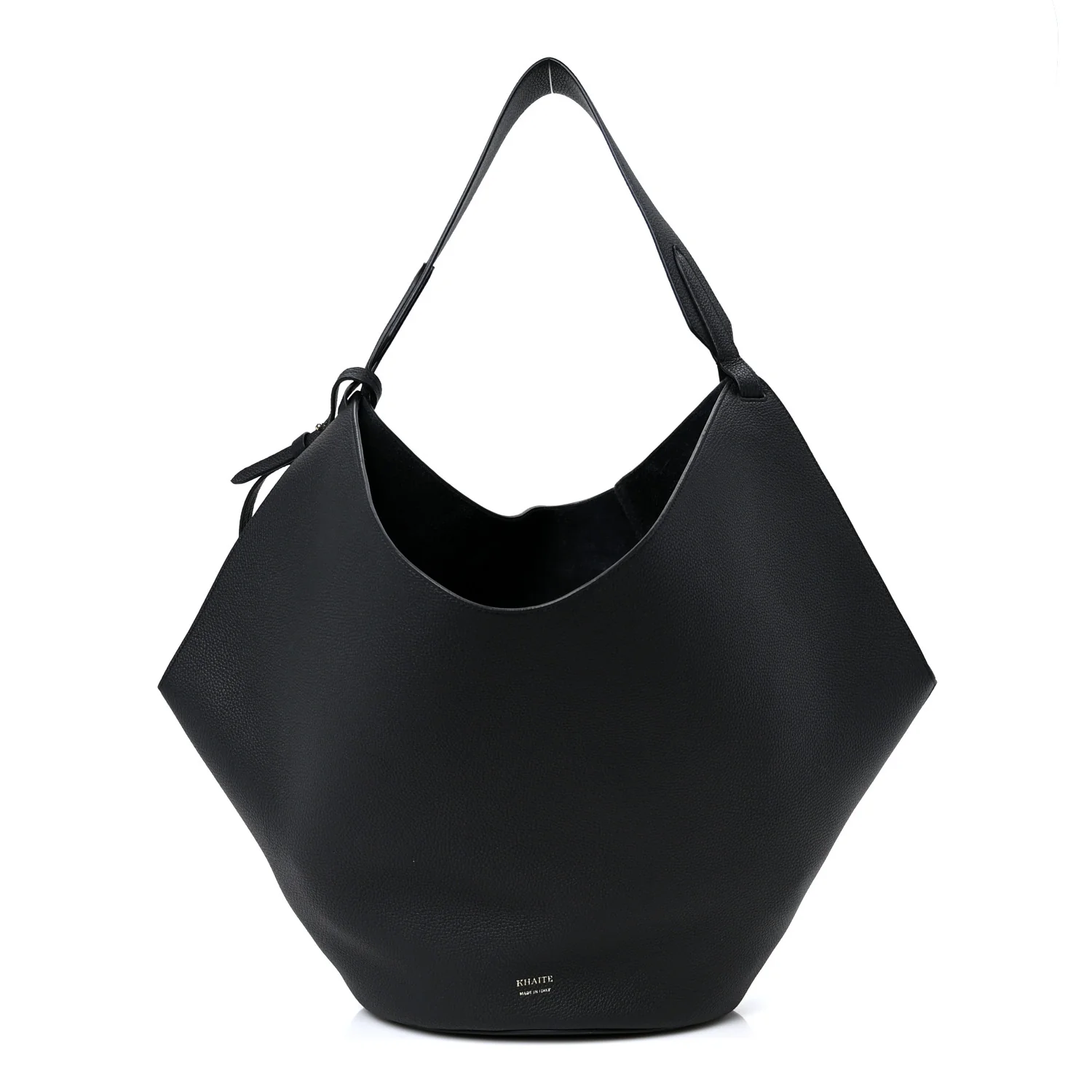 Pebbled Sport Calfskin Medium Lotus Tote Black