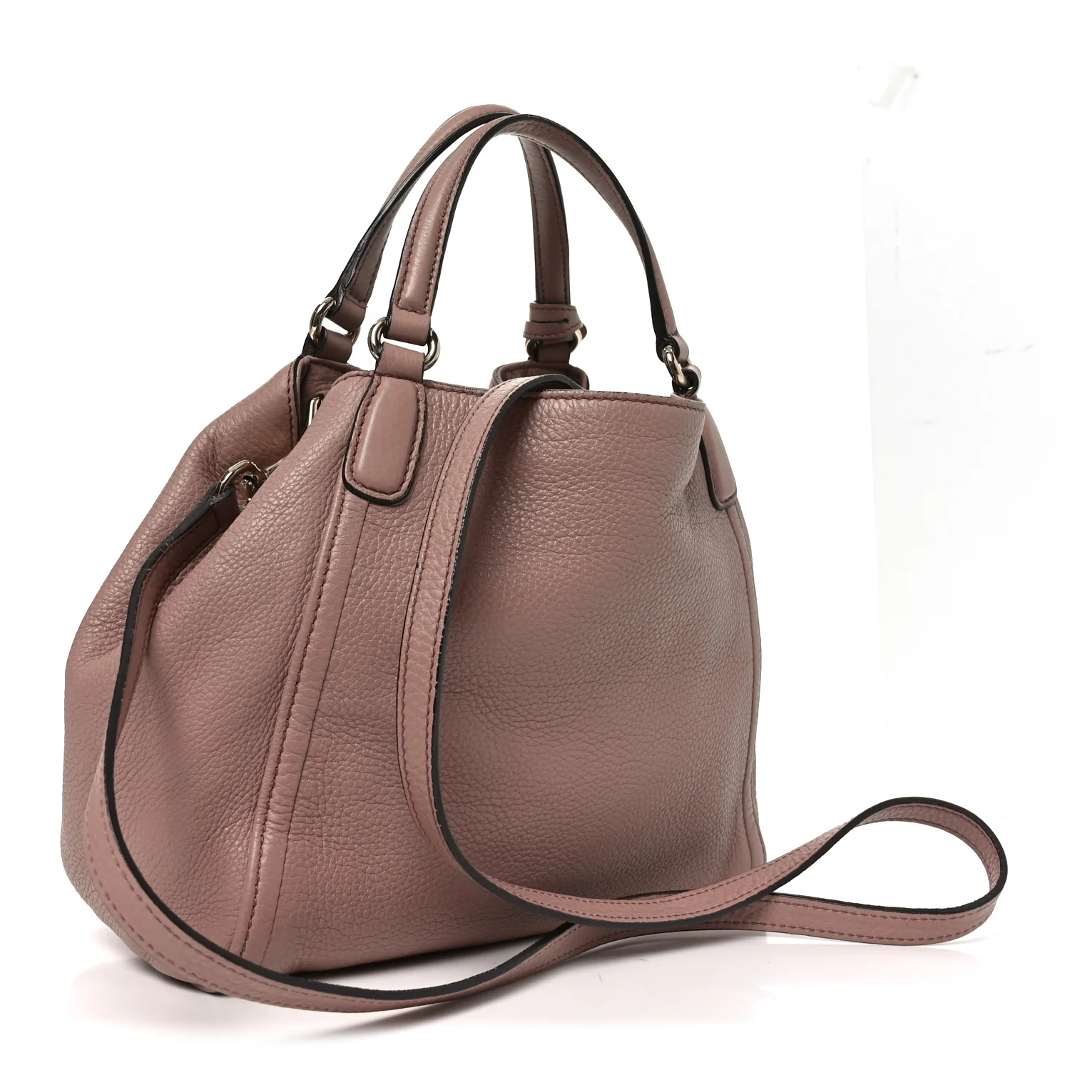 Pebbled Calfskin Small Soho Shoulder Bag Light Pink