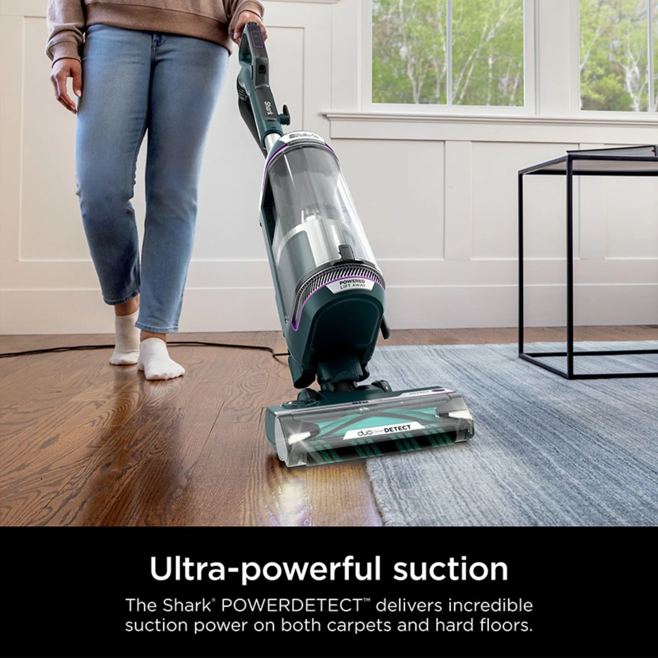 Shark POWERDETECT Upright Vacuum, Pet - Friendly, Two Brushroll System, Powerful Suction, Duoclean Detect, Self - Cleaning Brushroll, Odor Neutralizer, LED Lights, AZ4000 Black/Teal