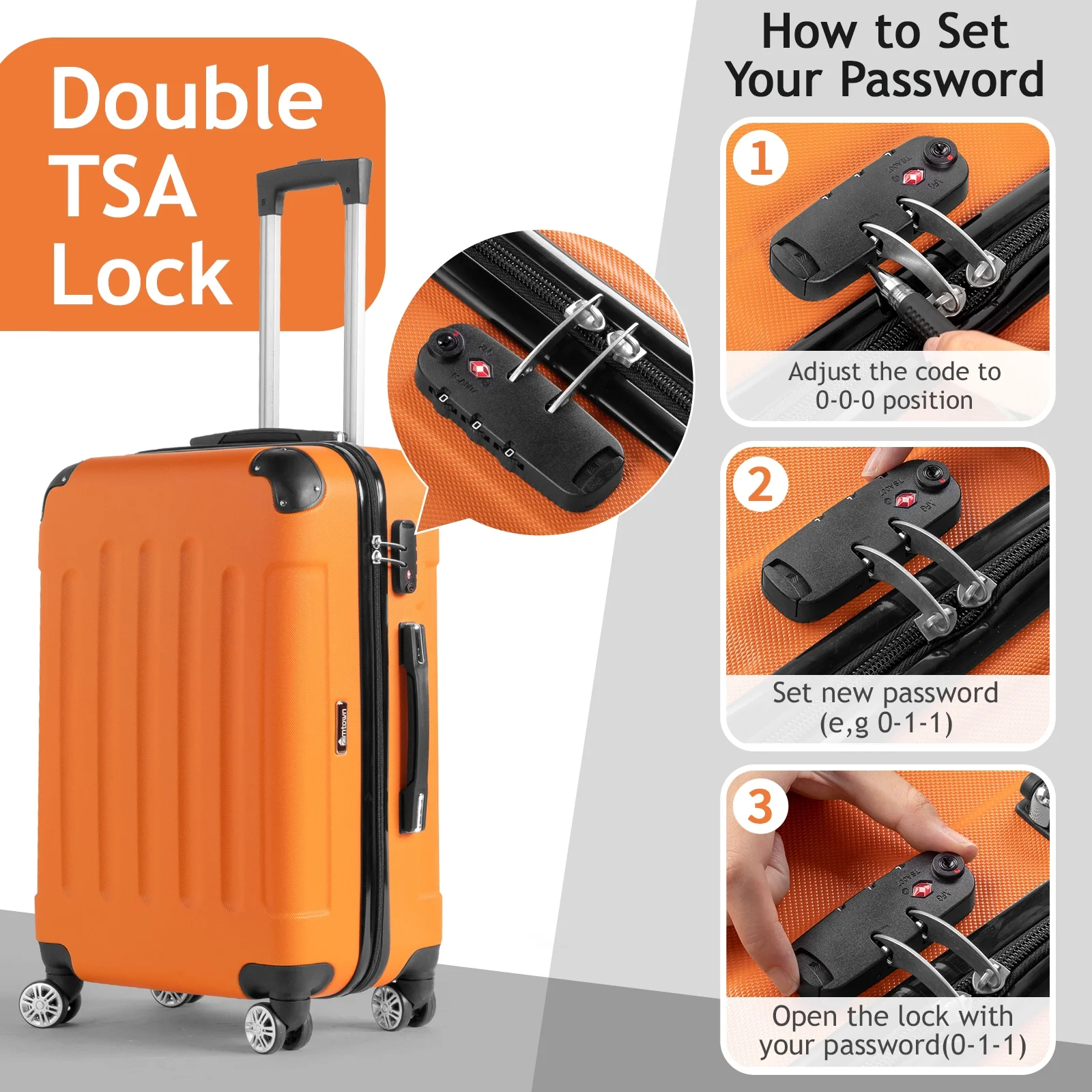 Zimtown Luggage 3 Piece Set Suitcase ABS Hardside Lightweight with TSA Lock Spinner Wheels, Beige