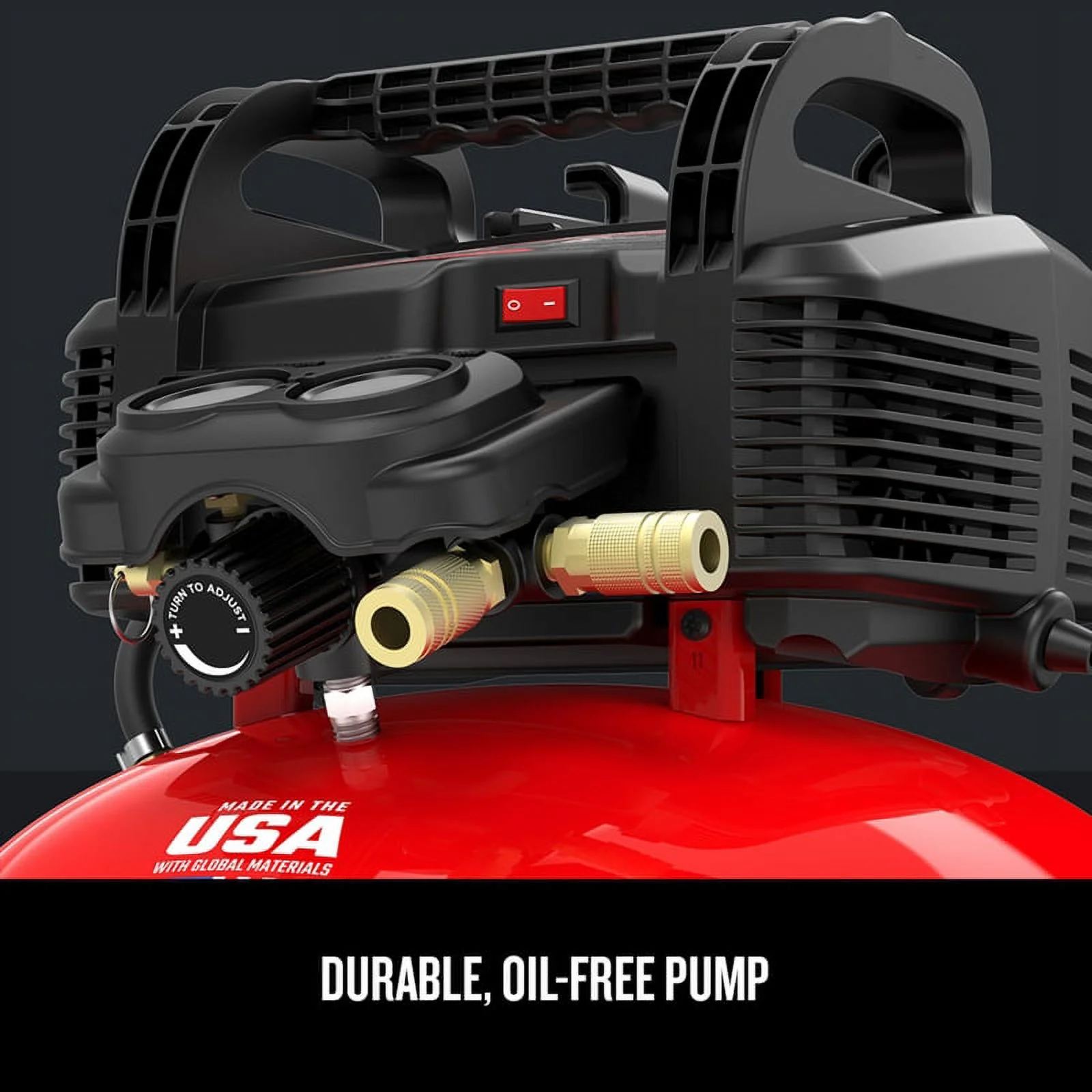 Red 0.8HP 150 PSI 1-Stage Oil-Free Air Compressor 6 gal - Image 4