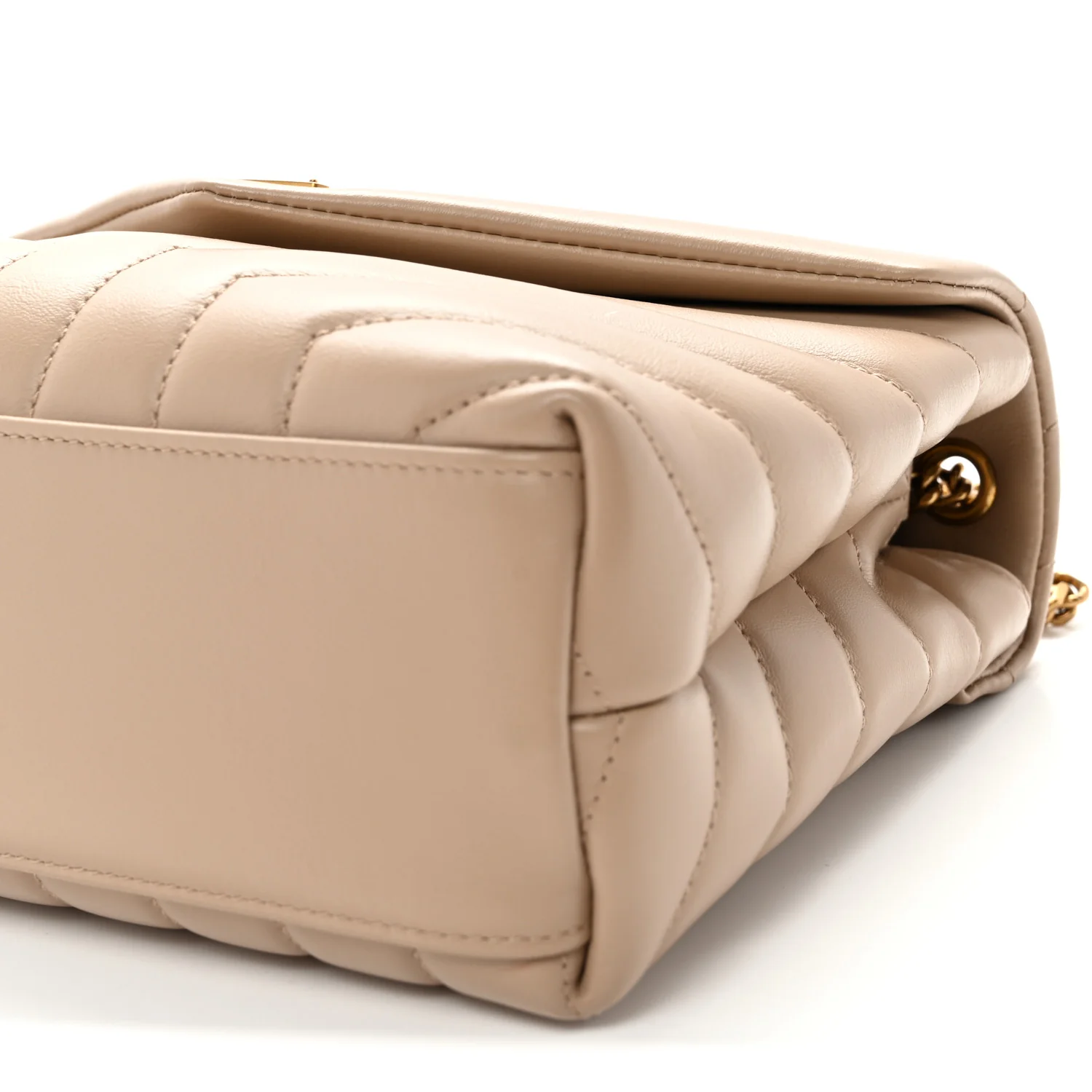 Calfskin Y Quilted Monogram Small Loulou Chain Satchel Dark Beige