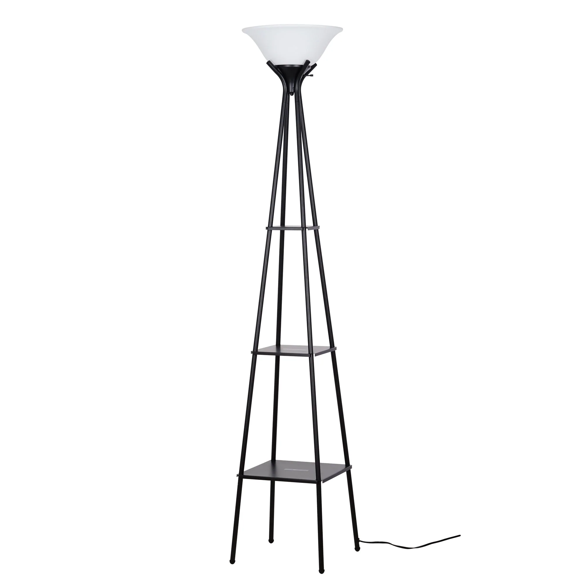 69" Metal Etagere Floor Lamp, Charcoal Finish