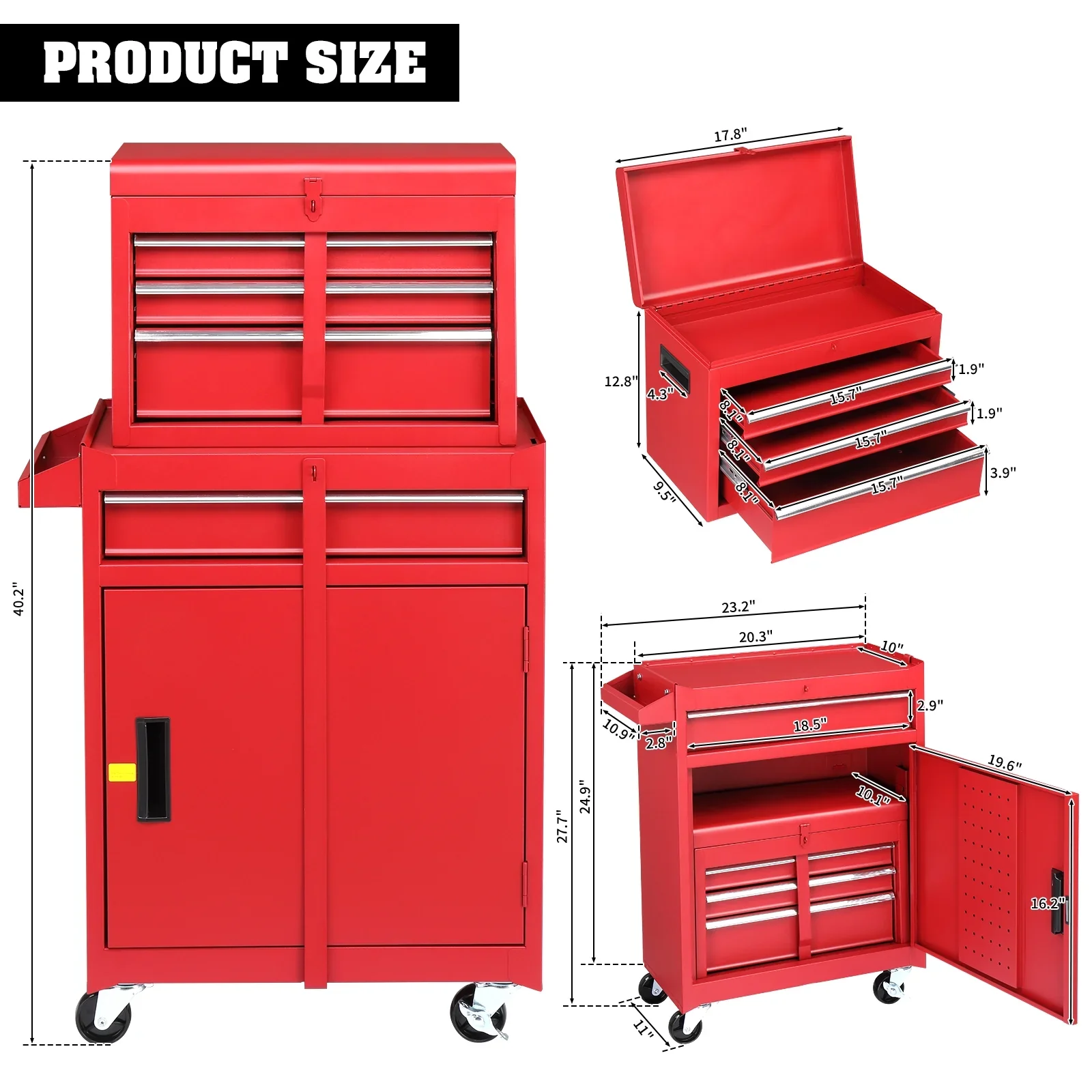 Zimtown Rolling Tool Chest, 4-Drawer Tool Box Organizer, Tool Storage Cabinet