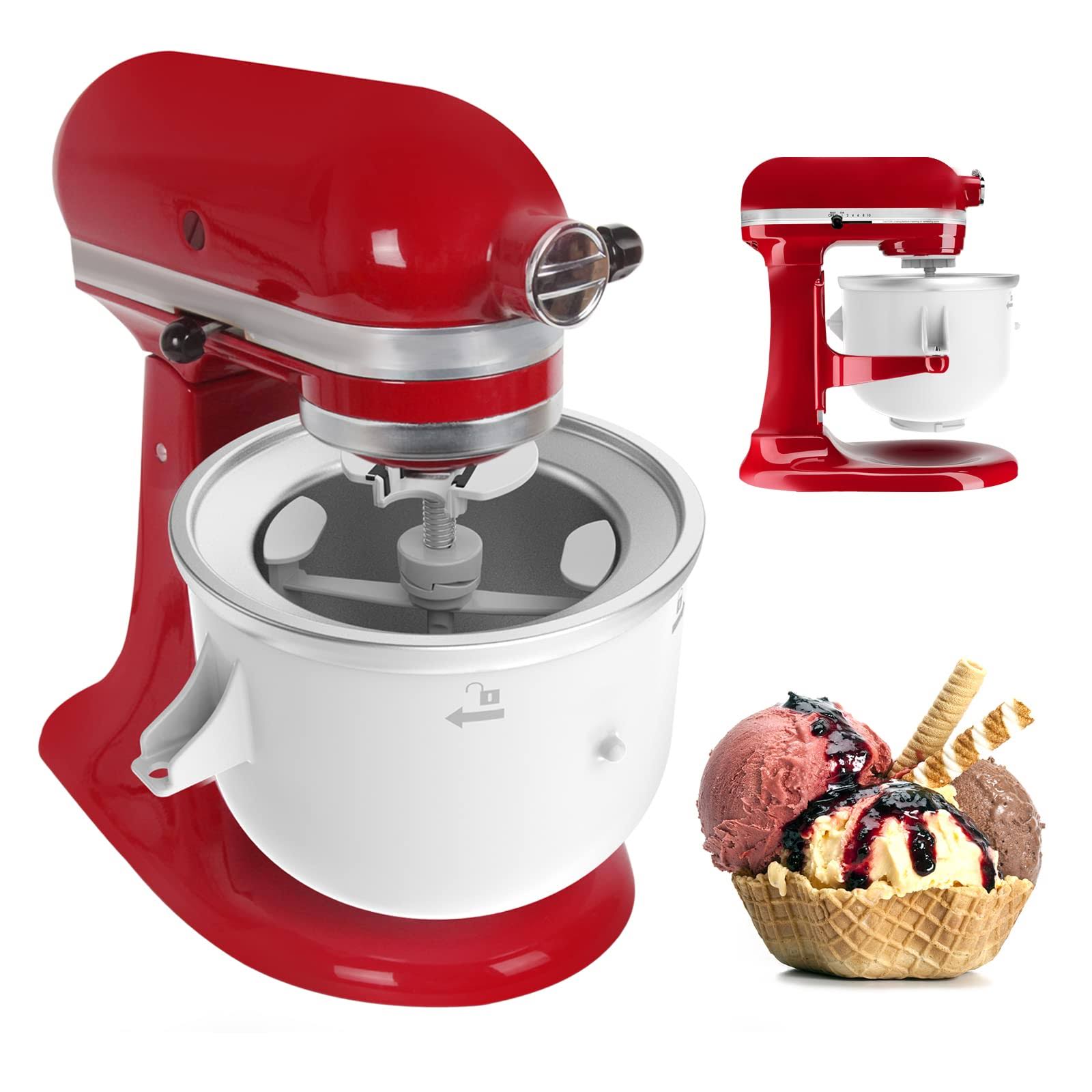 Ice Cream Attachments Compatible with KitchenAid Stand Mixer, Frozen Yogurt, Ice Cream and Sorbet Gelato Maker Bowl Fits for 4.5qt and Larger Stand