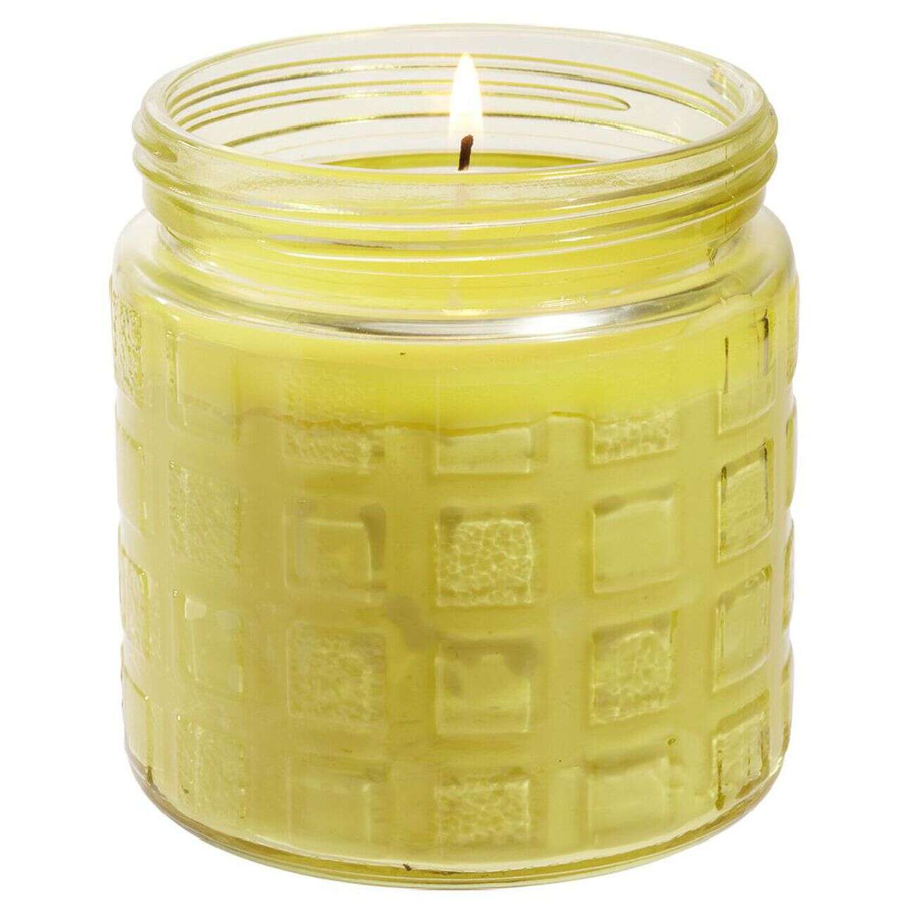 Bougie citronnelle 32h pot verre Ø11xH12cm (3 modèles)