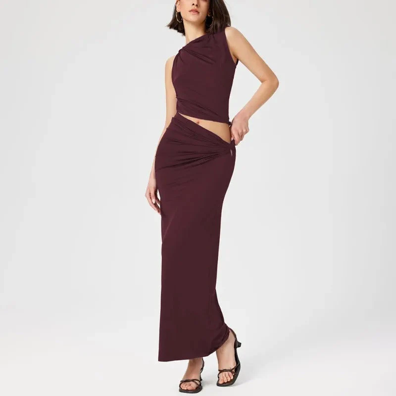 Sophie Paris | Robe longue drapée asymétrique